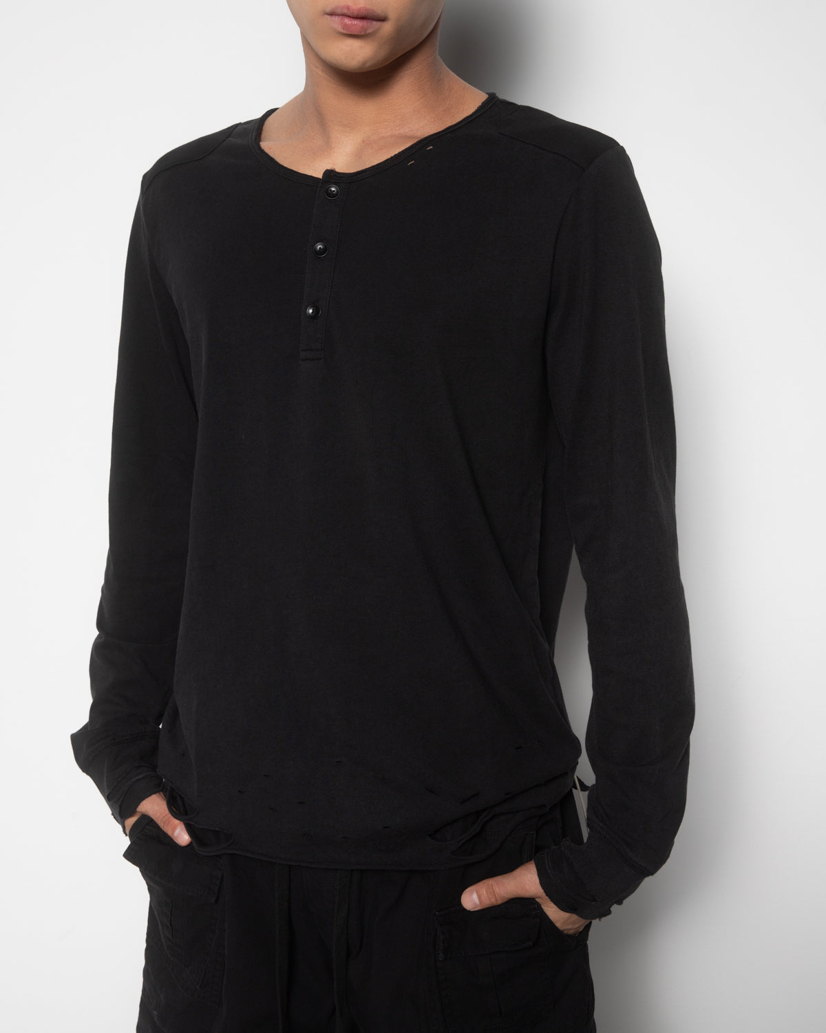 Void Henley Shirt in Faded Black