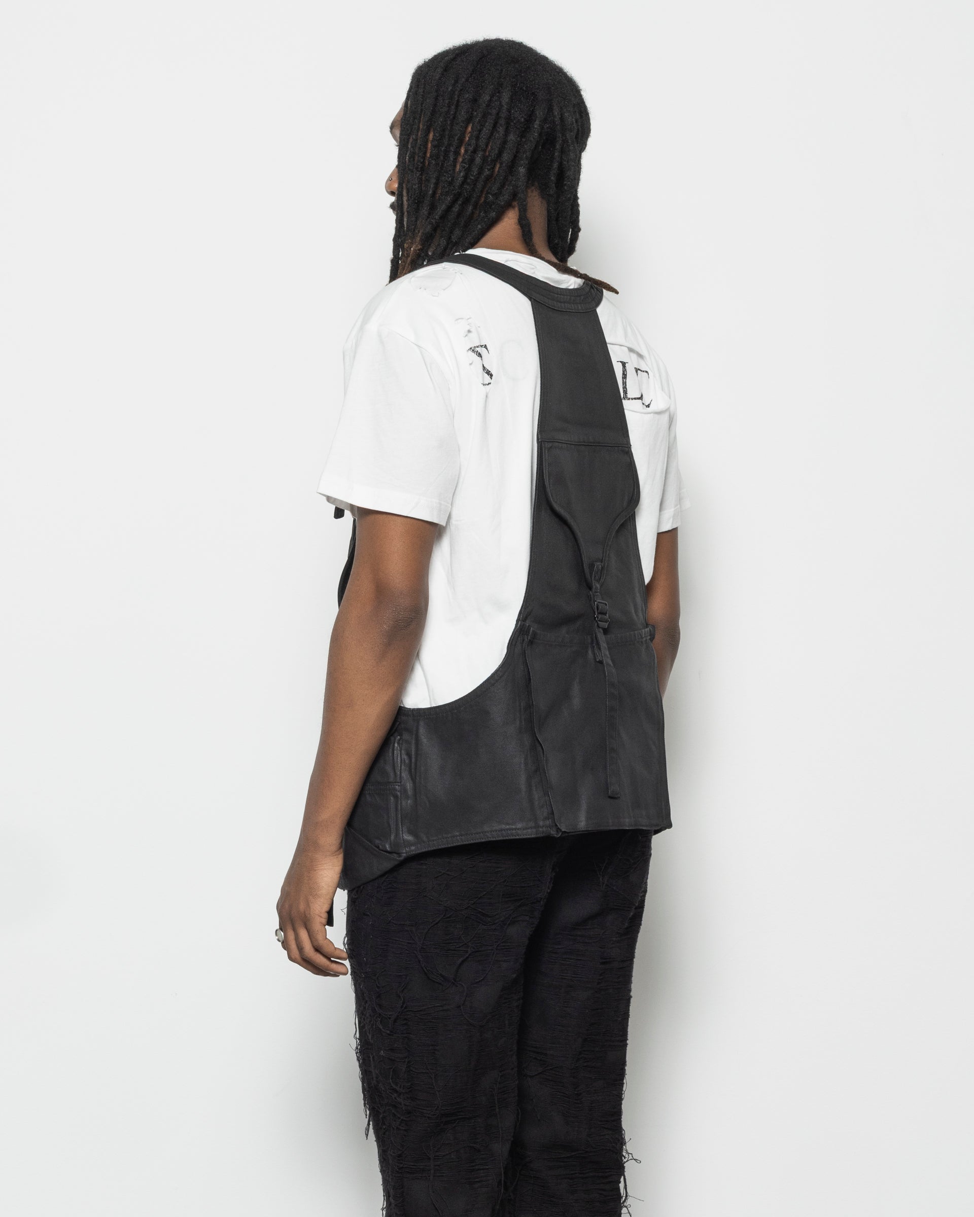 Waxed Utility Vest in Waxed Black