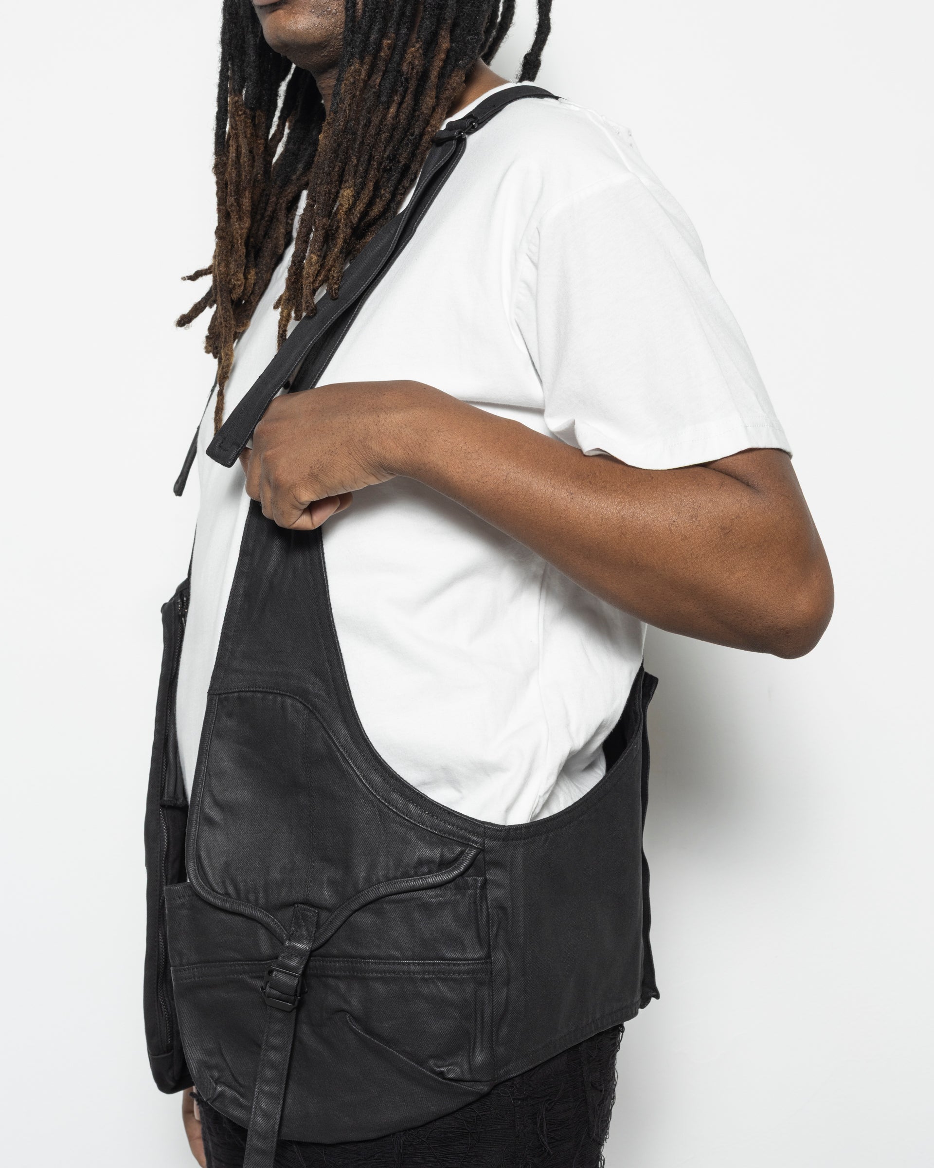 Waxed Utility Vest in Waxed Black