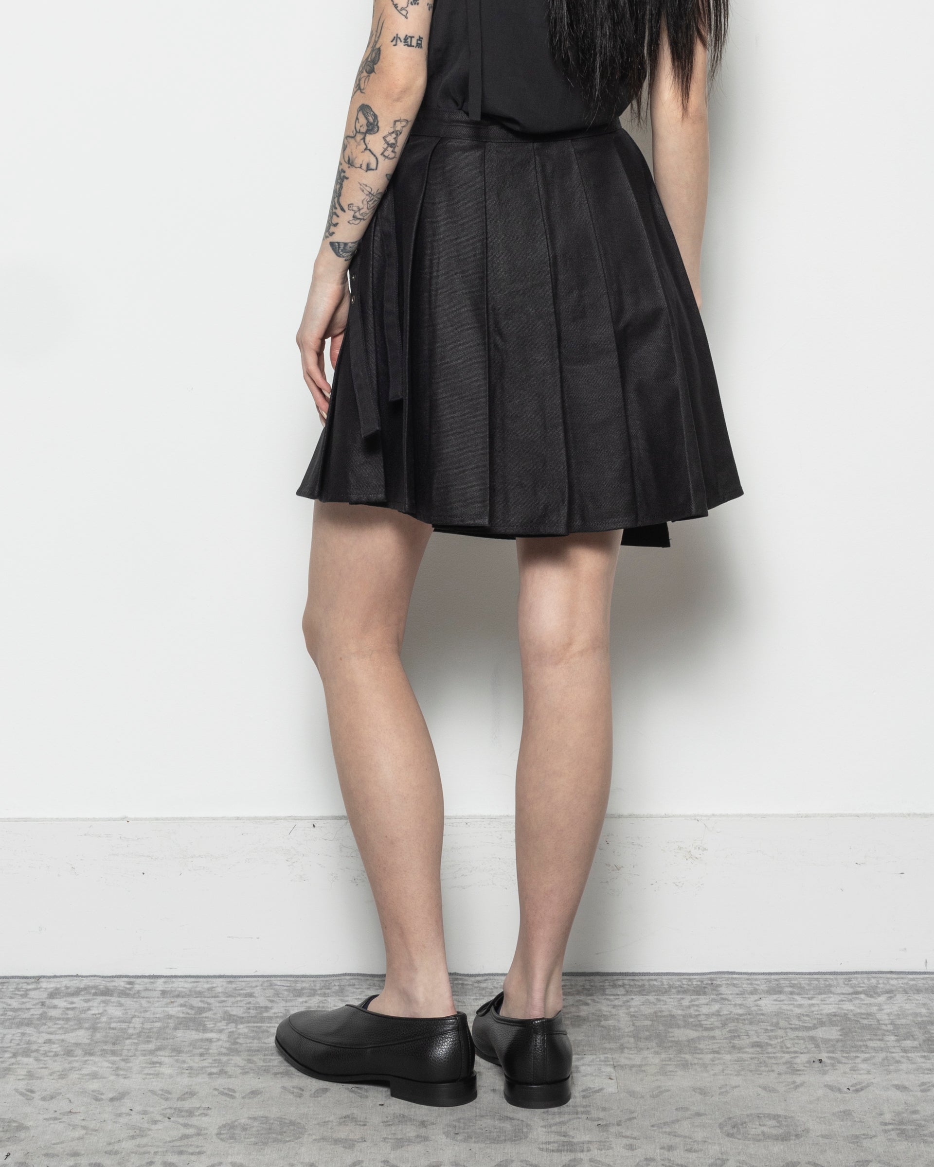 Waxed Wrap Skirt in Black