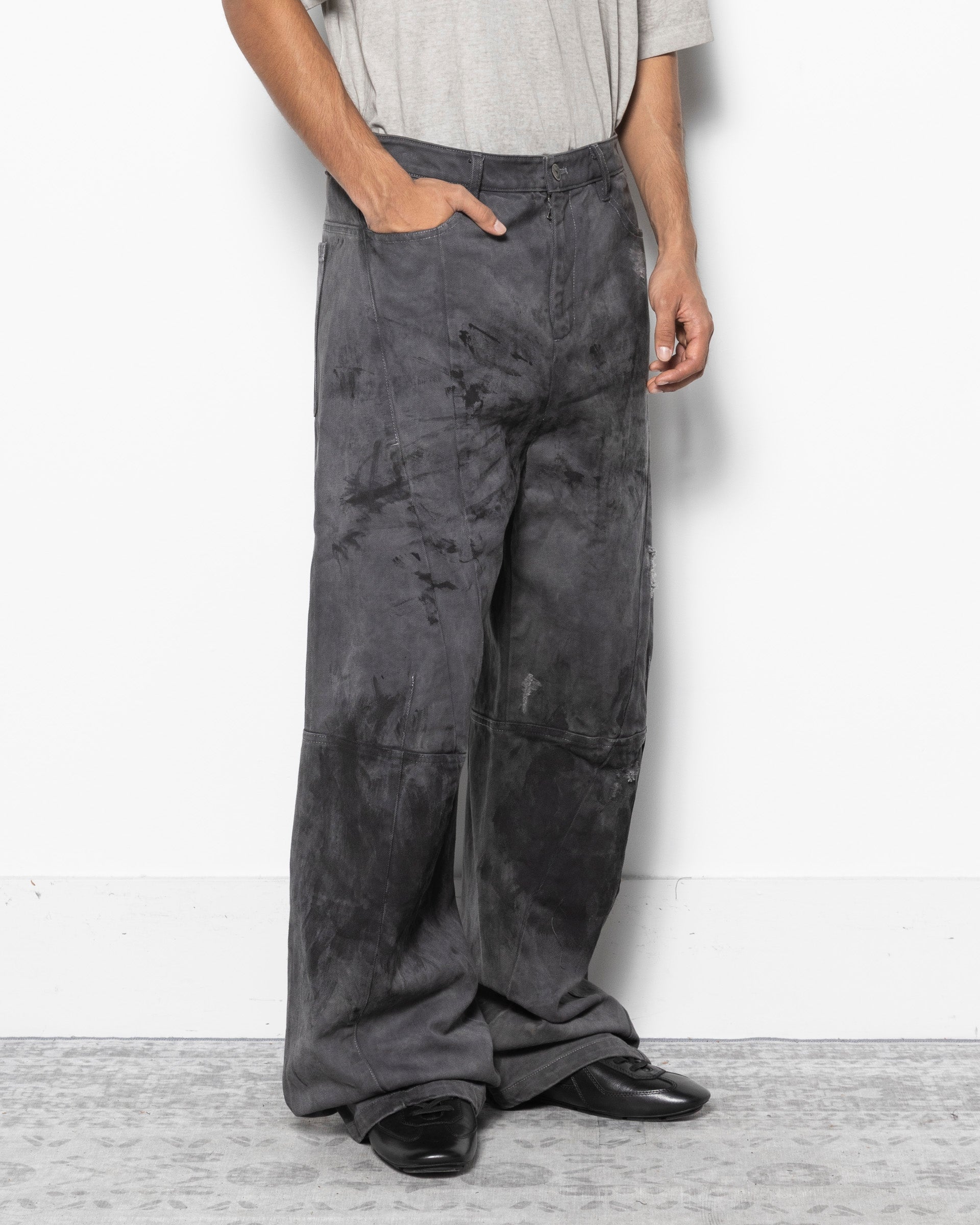Unkempt Low Crutch Jeans in Natural Dyed Grey