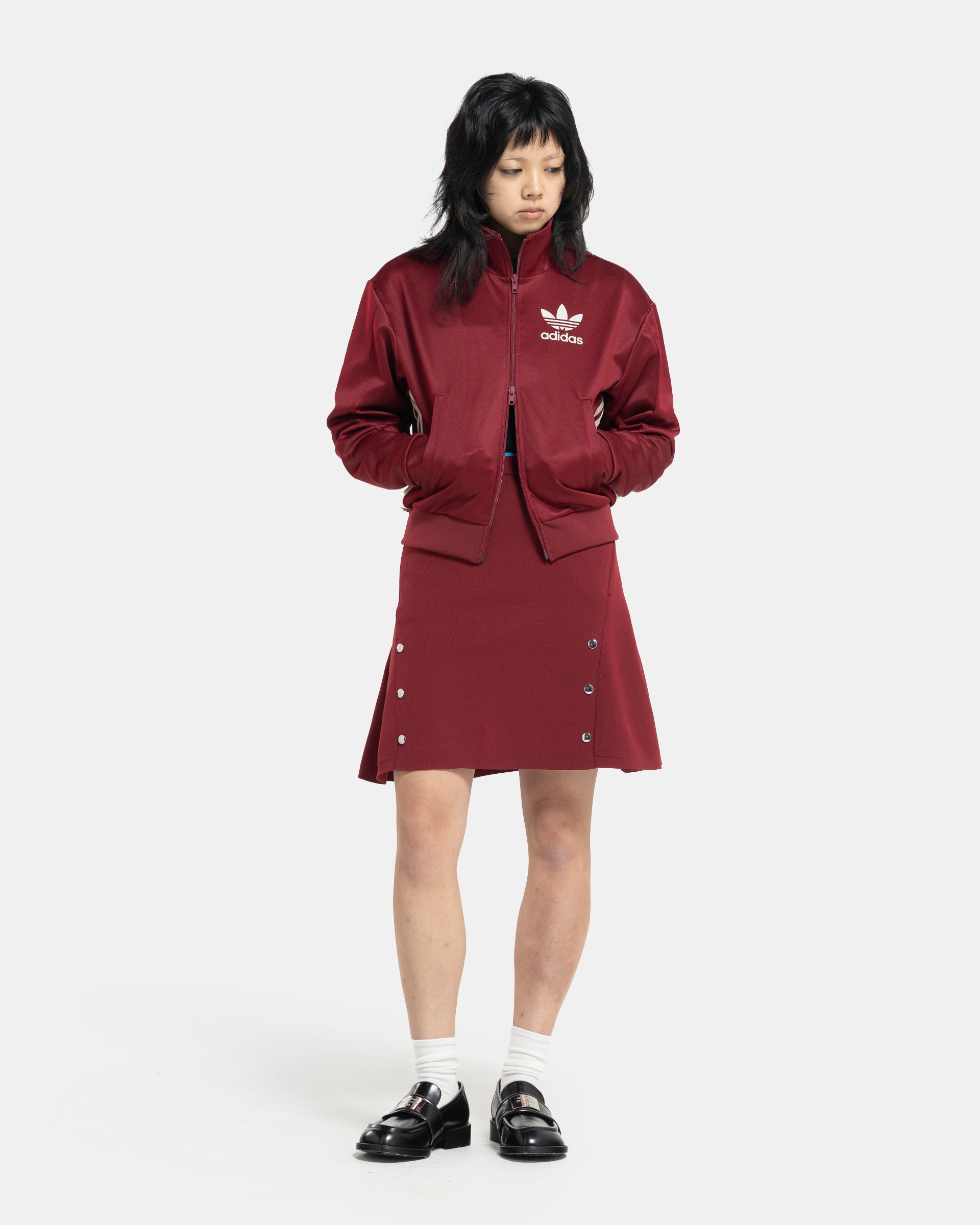 Wales Bonner クロシェニットスカート Wales Bonner x Adidas Knit Skirt in Collegiate Burgundy