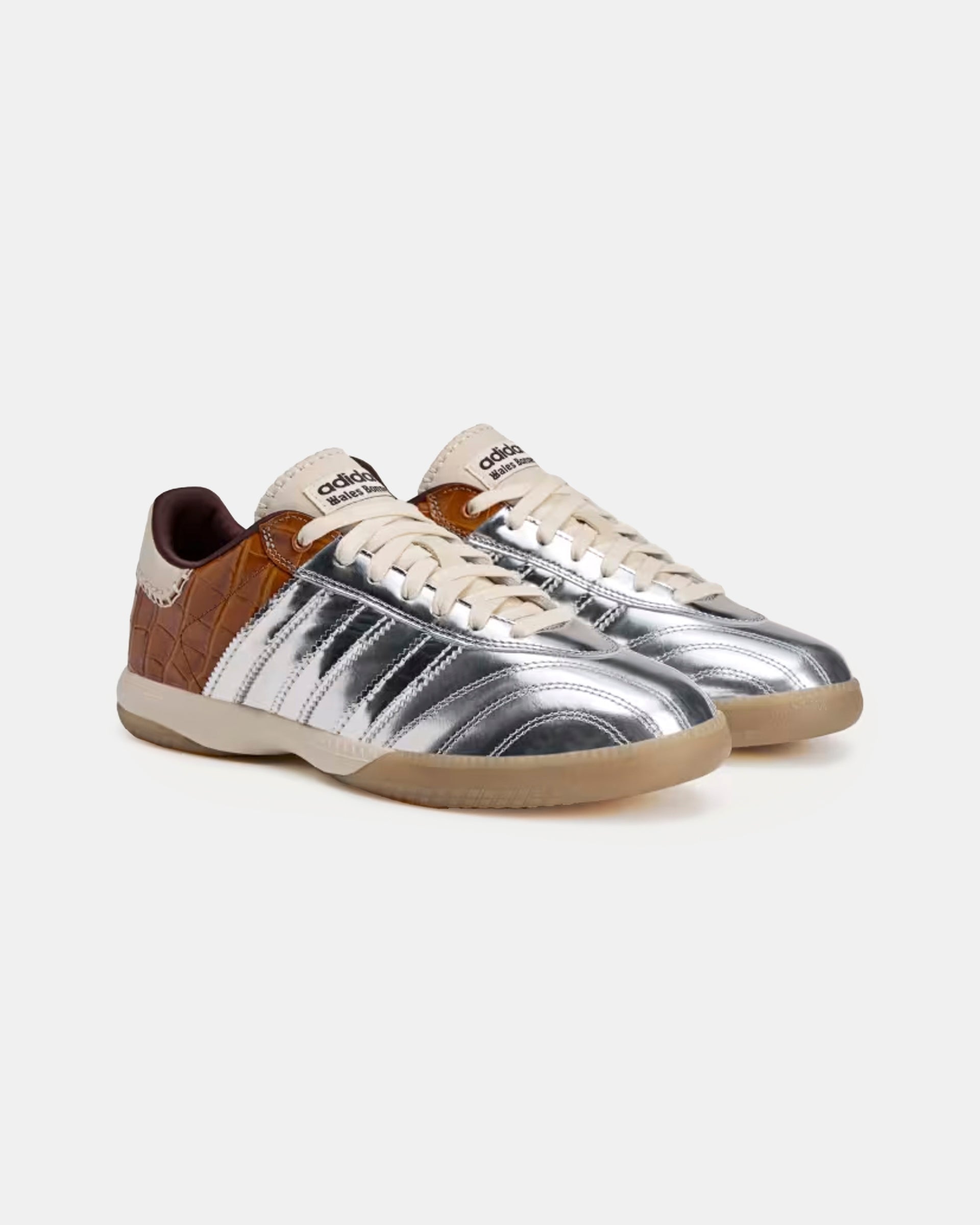 Wales Bonner x Adidas Samba Millennium in Metallic Silver and Easy Yellow