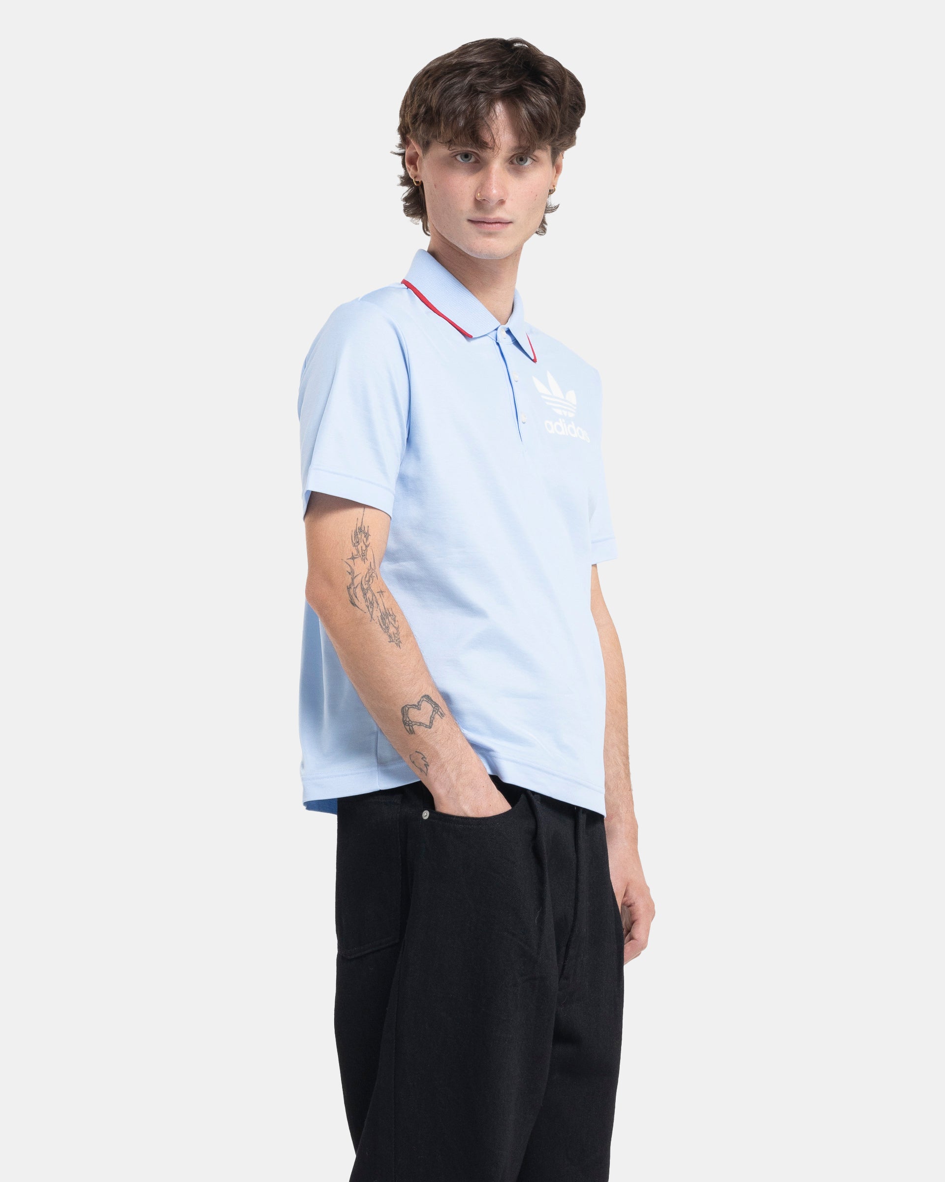 Wales Bonner x Adidas Shortsleeve Polo in Glow Blue