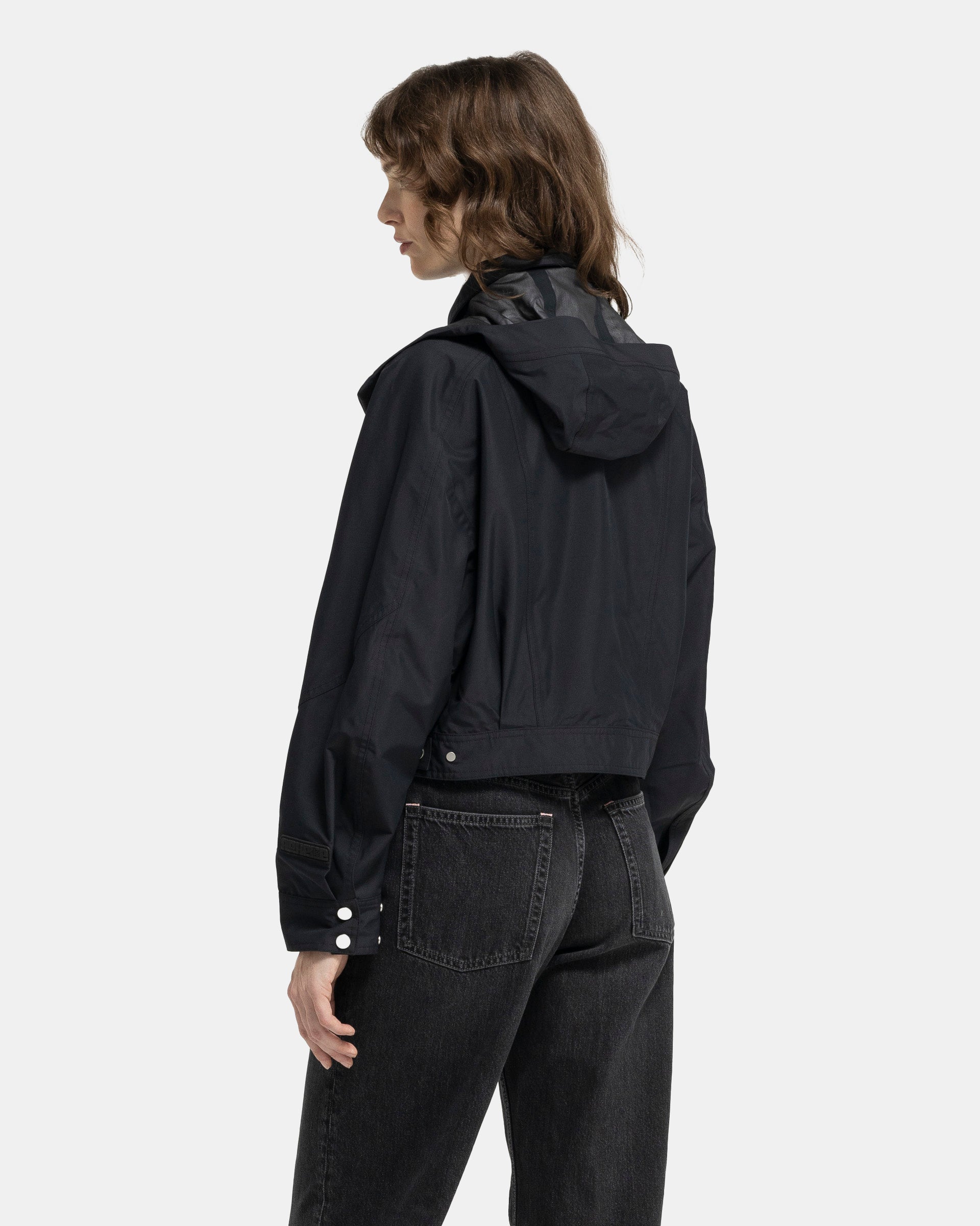 Waterproof Crop Rain Jacket in Black