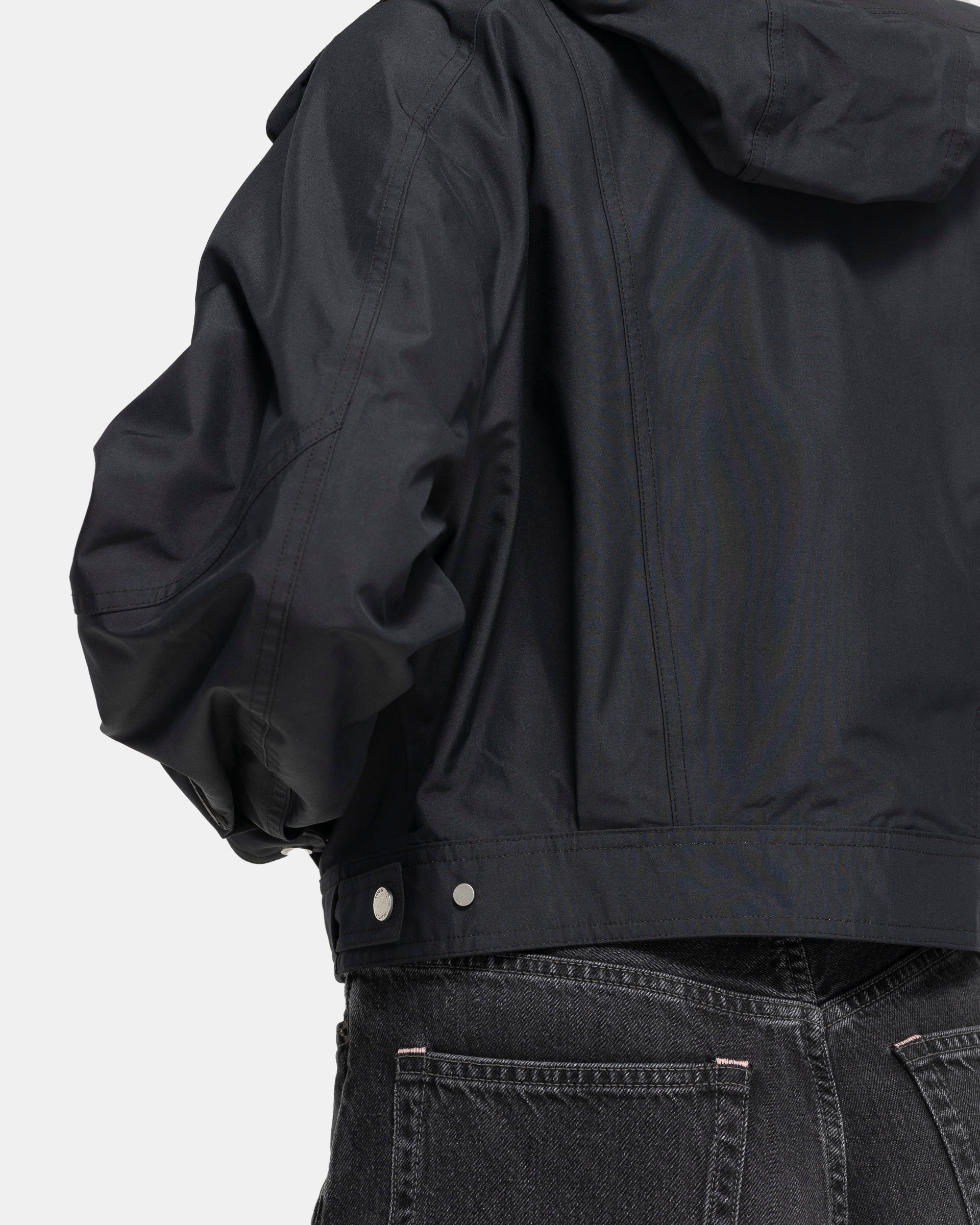 Waterproof Crop Rain Jacket in Black