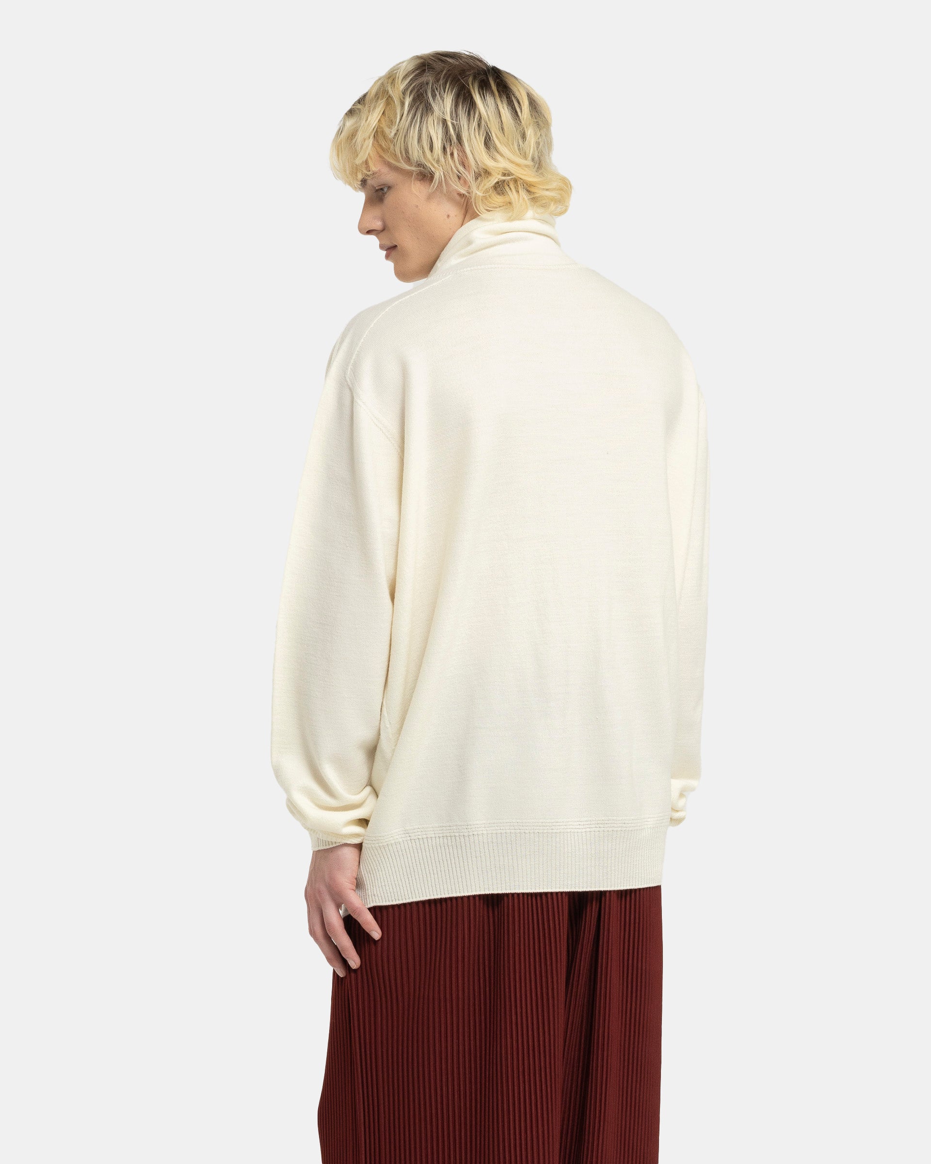 Wool Smooth Turtleneck in Ivory