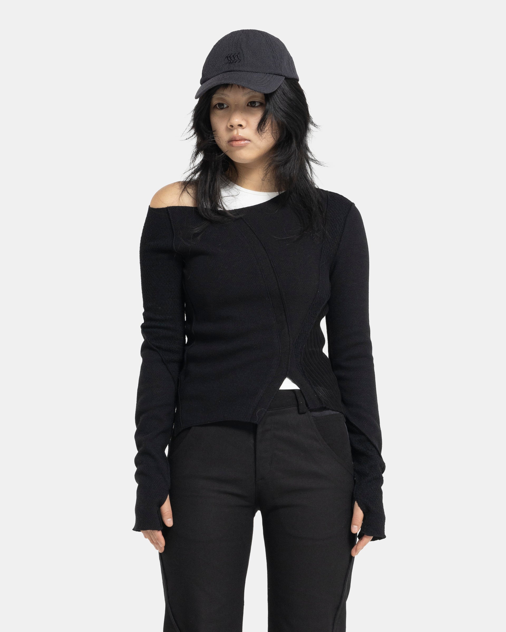 02 Asymmetric Knit in Black