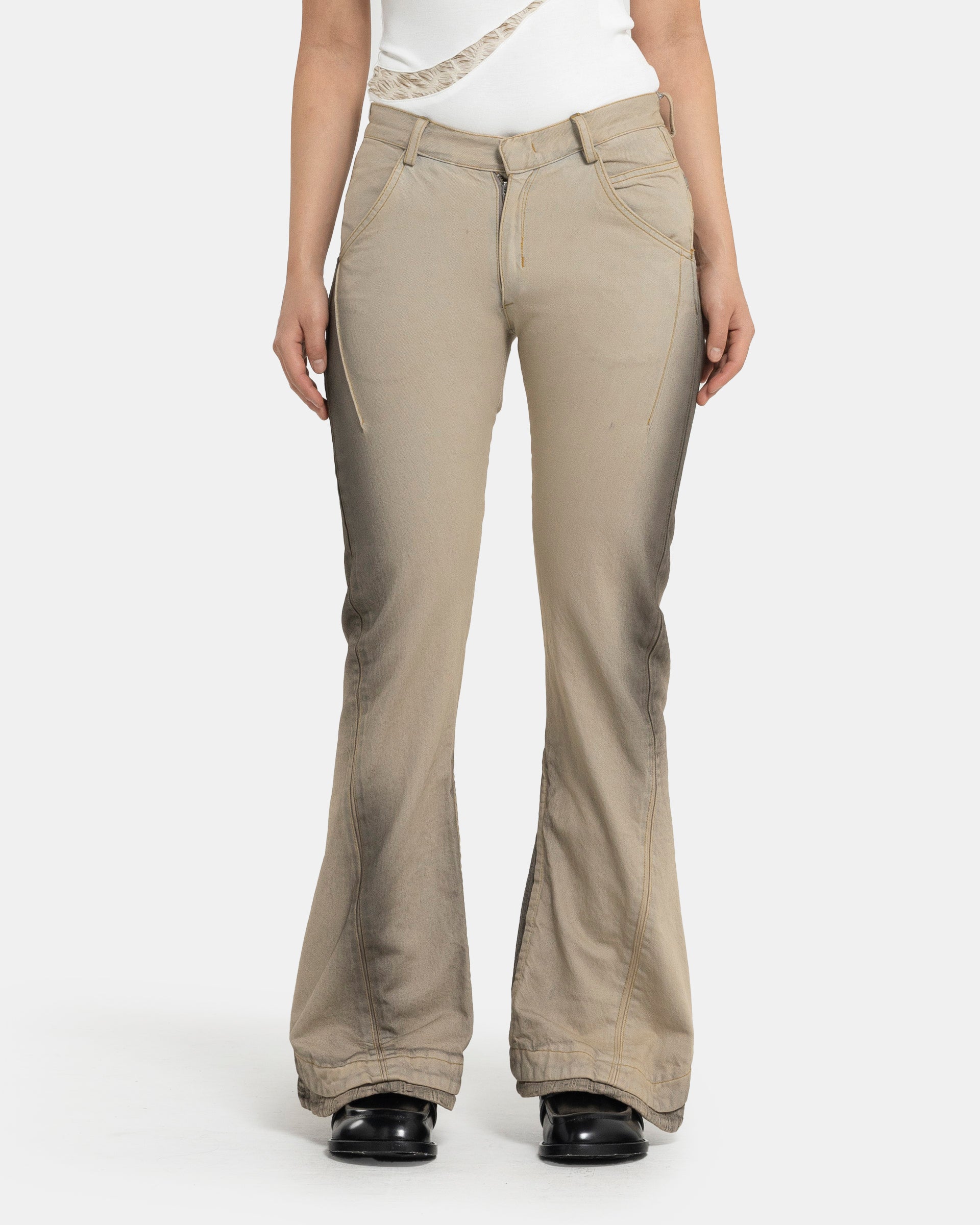 02 Bleached Denim Trouser in Sand Beige