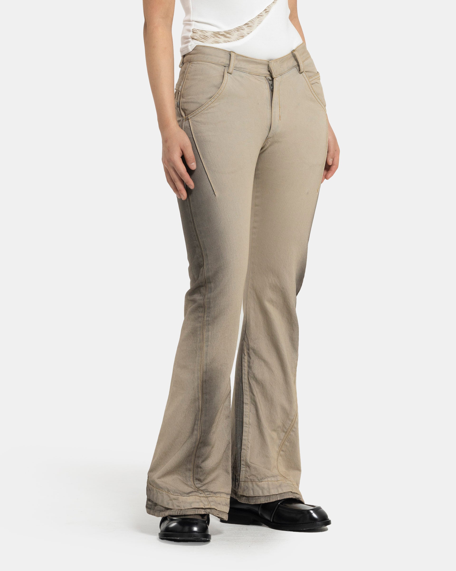 02 Bleached Denim Trouser in Sand Beige