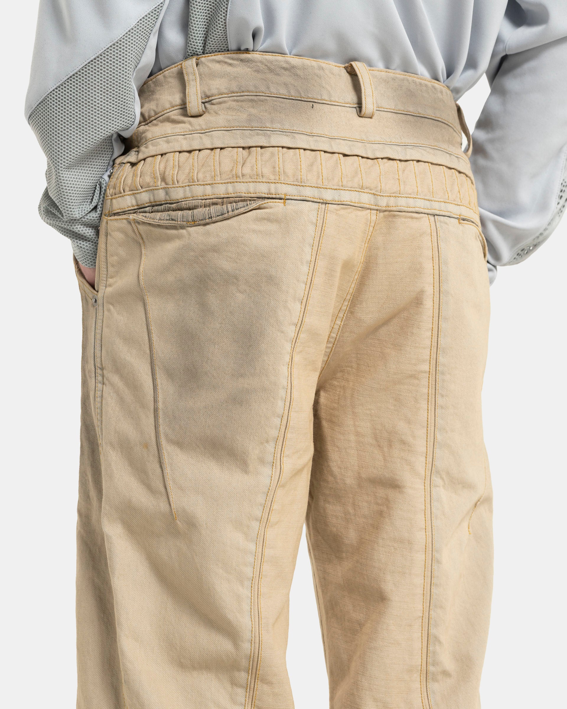 06 Bleached Denim Trouser in Sand Beige