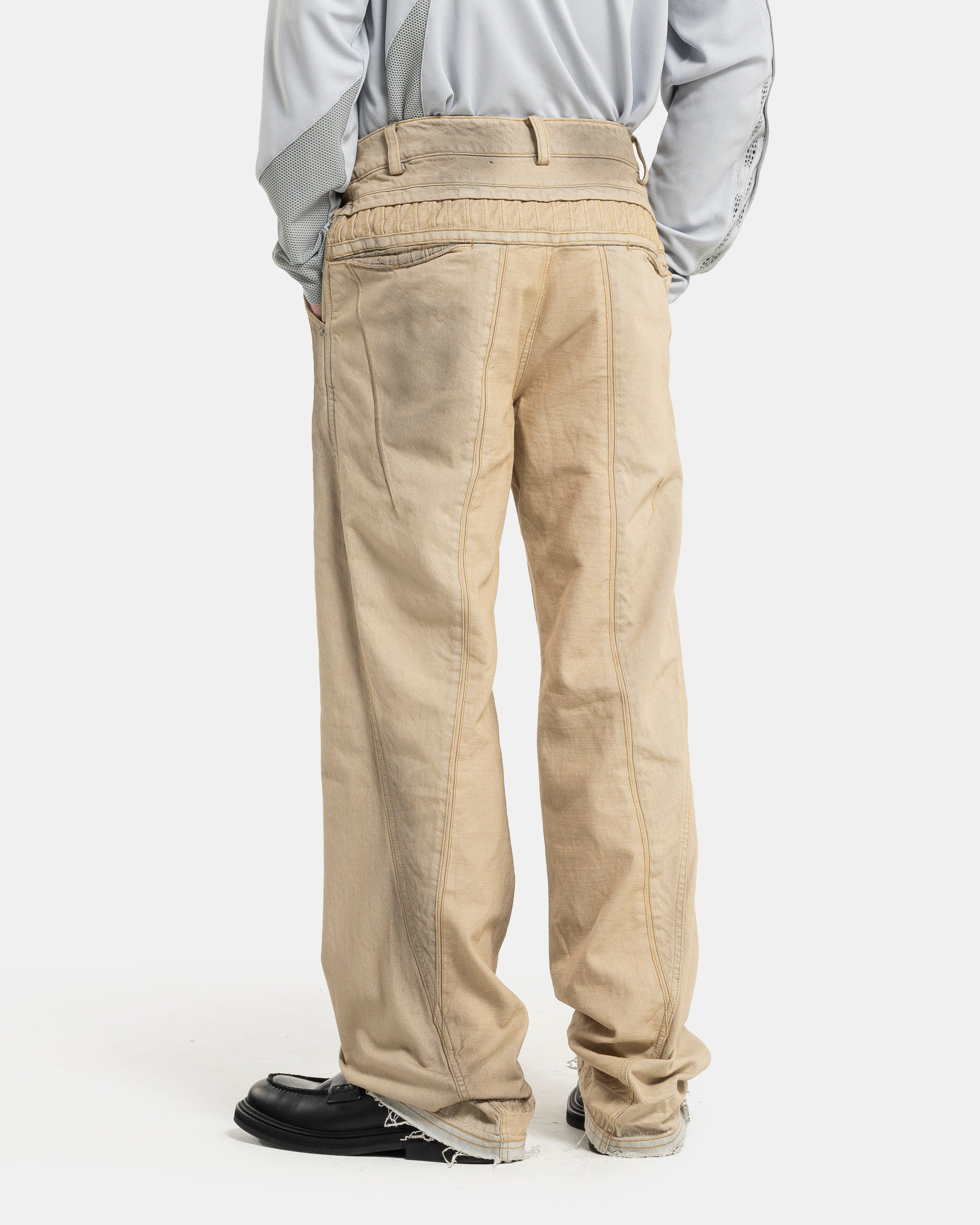 06 Bleached Denim Trouser in Sand Beige