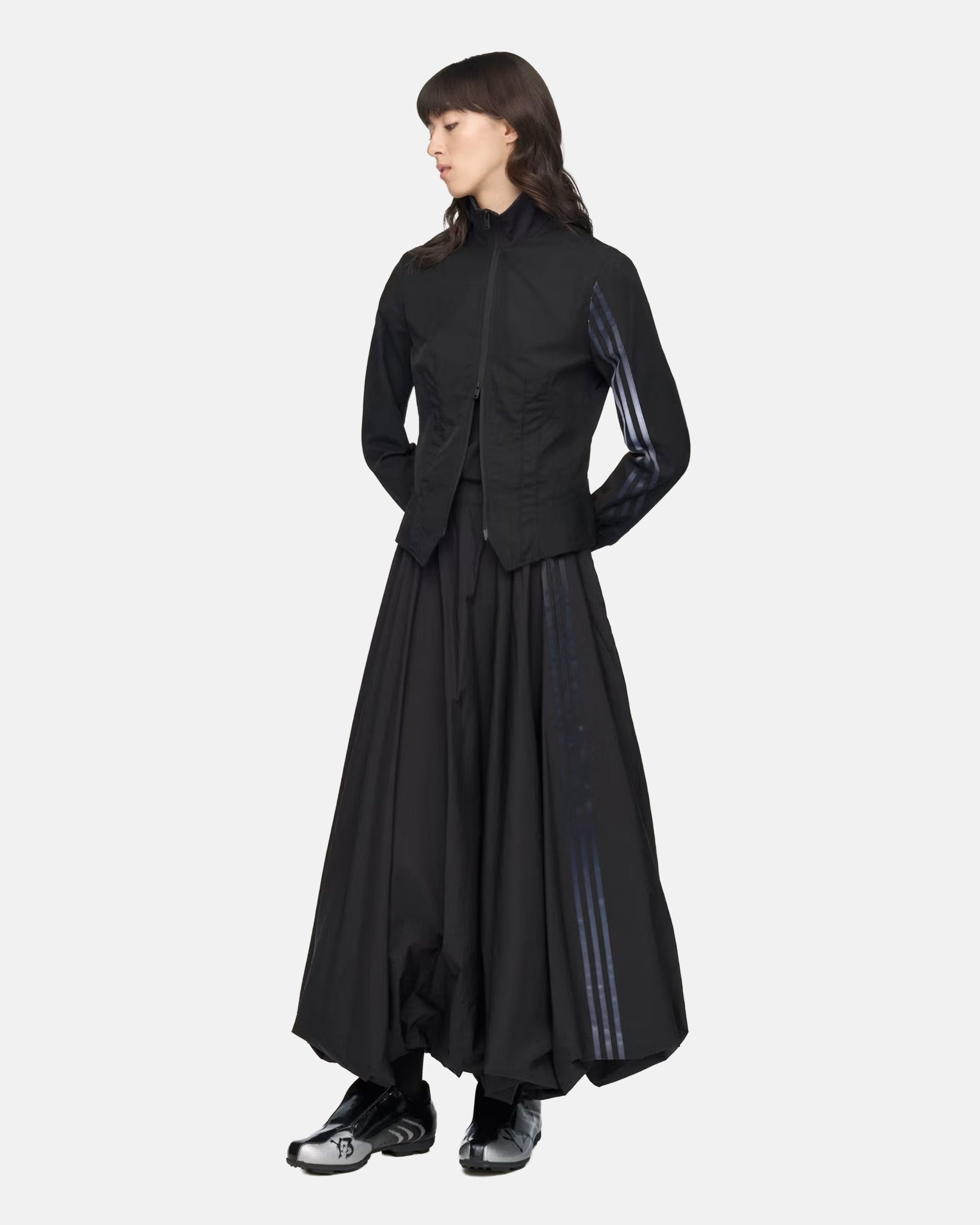 Y-3 Gradient 3-Stripes Nylon Track Top in Black