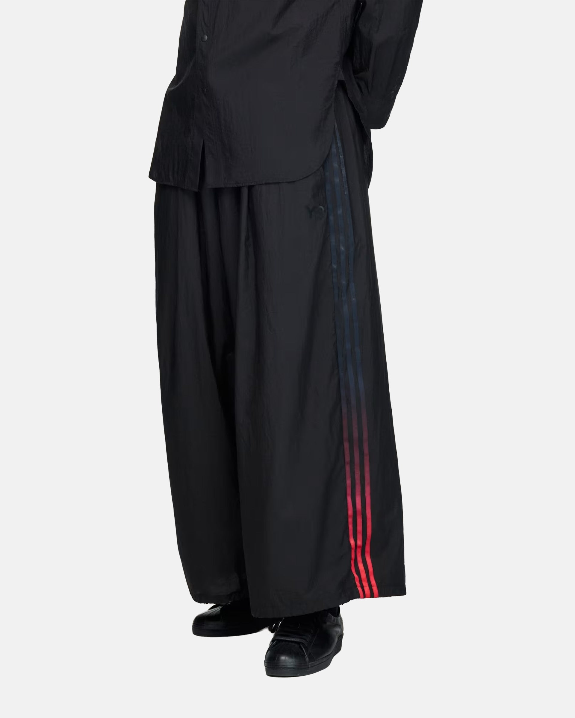 Y-3 Gradient 3-Stripes Nylon Wide Pants in Black