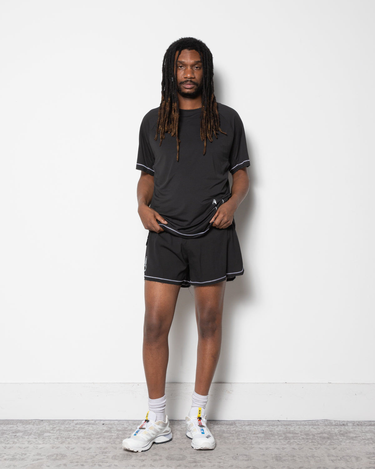 Y-3 Mens GFX Run Shorts in Black