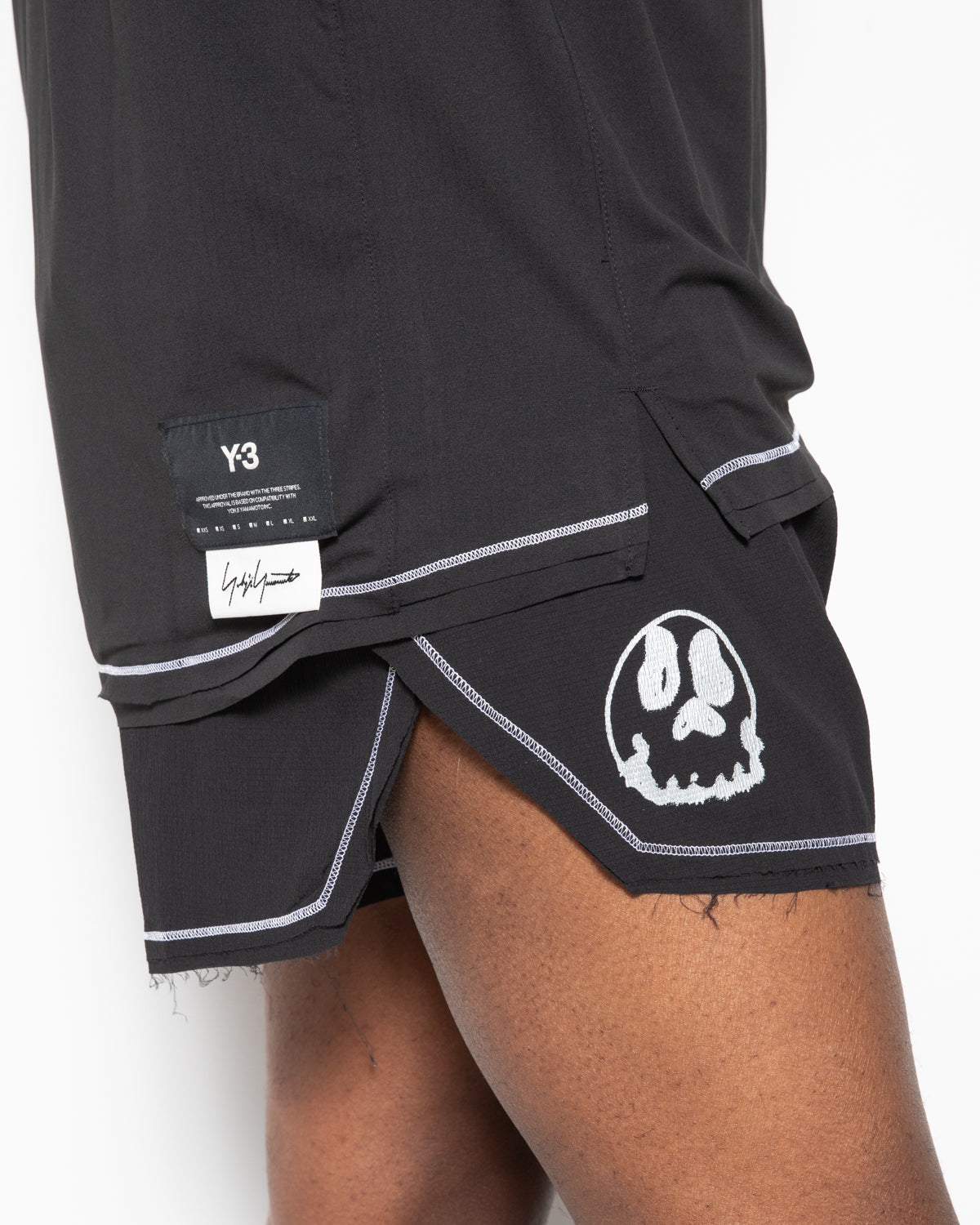 Y-3 Mens GFX Run Shorts in Black