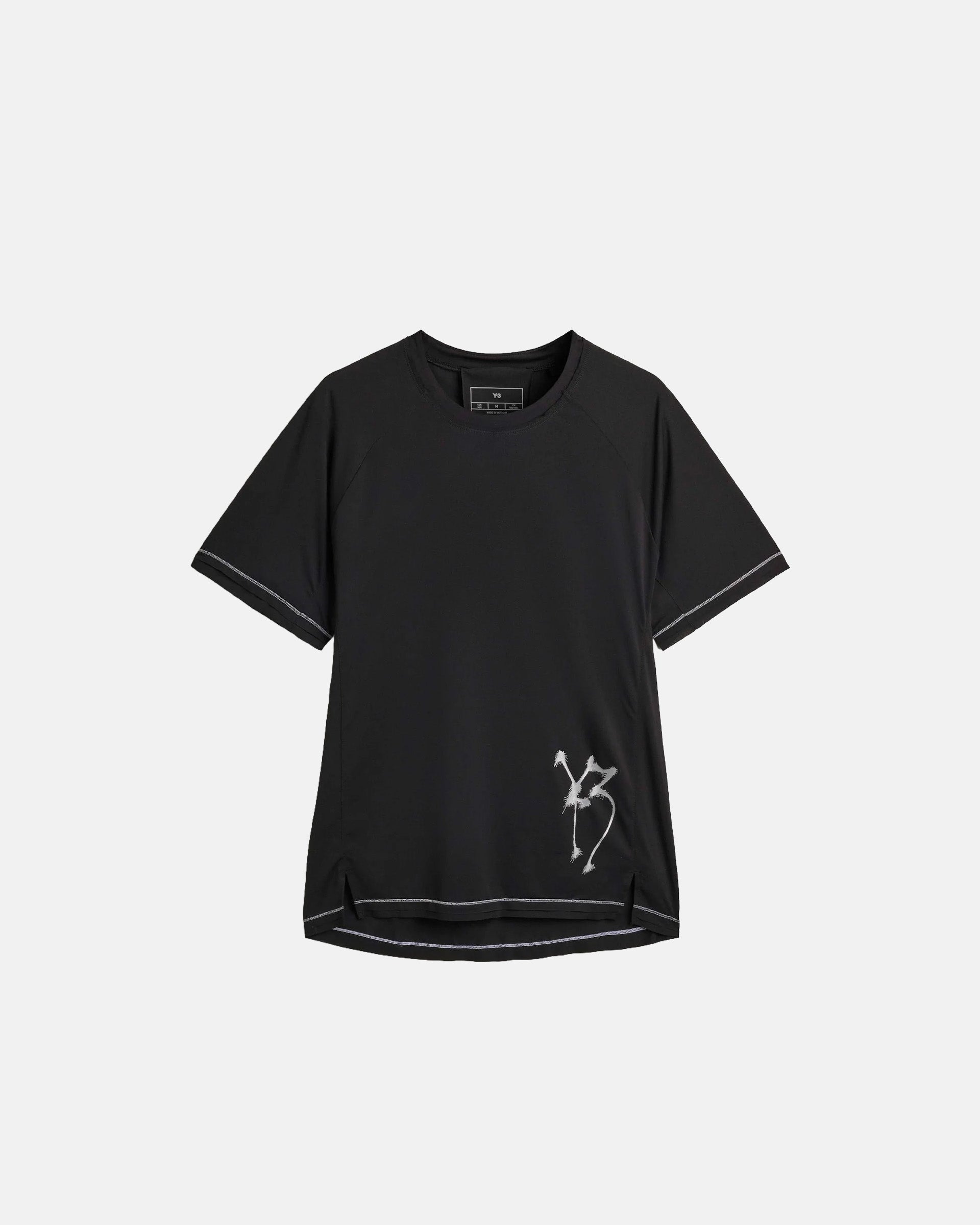 Y-3 Mens GFX Run Shortsleeve Tee in Black