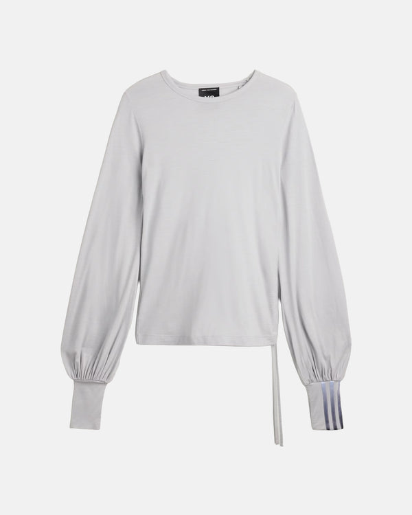 Y-3 Wool Cinched Drape Long Sleeve Tee in Grey