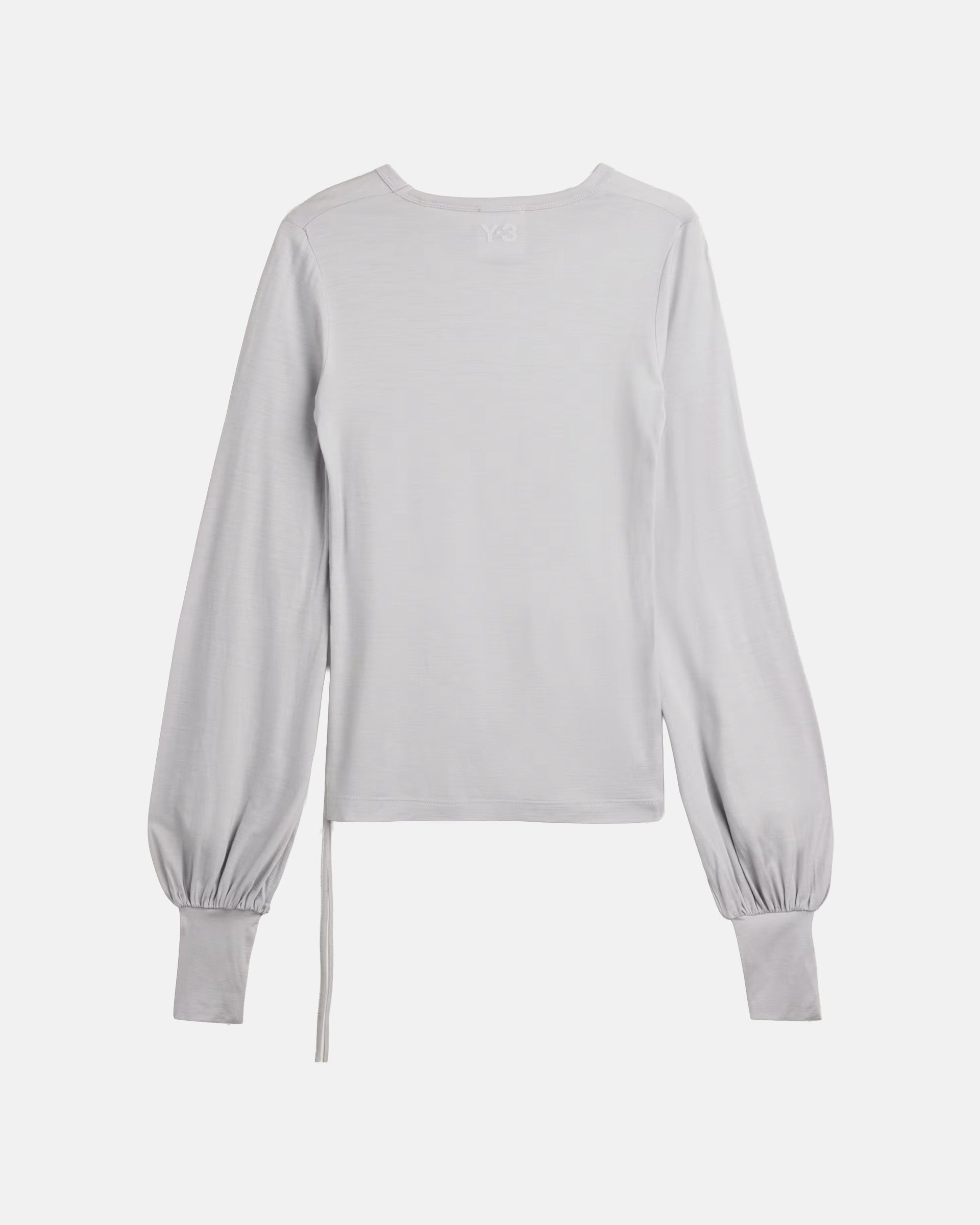 Y-3 Wool Cinched Drape Long Sleeve Tee in Grey