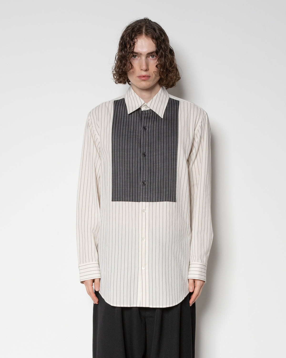 C Li Washer St Front Chest Panel Shirt in Black
