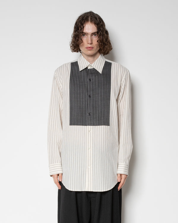 C Li Washer St Front Chest Panel Shirt in Black and White
