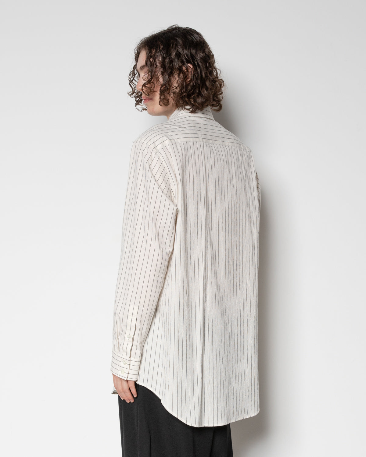 C Li Washer St Front Chest Panel Shirt in Black