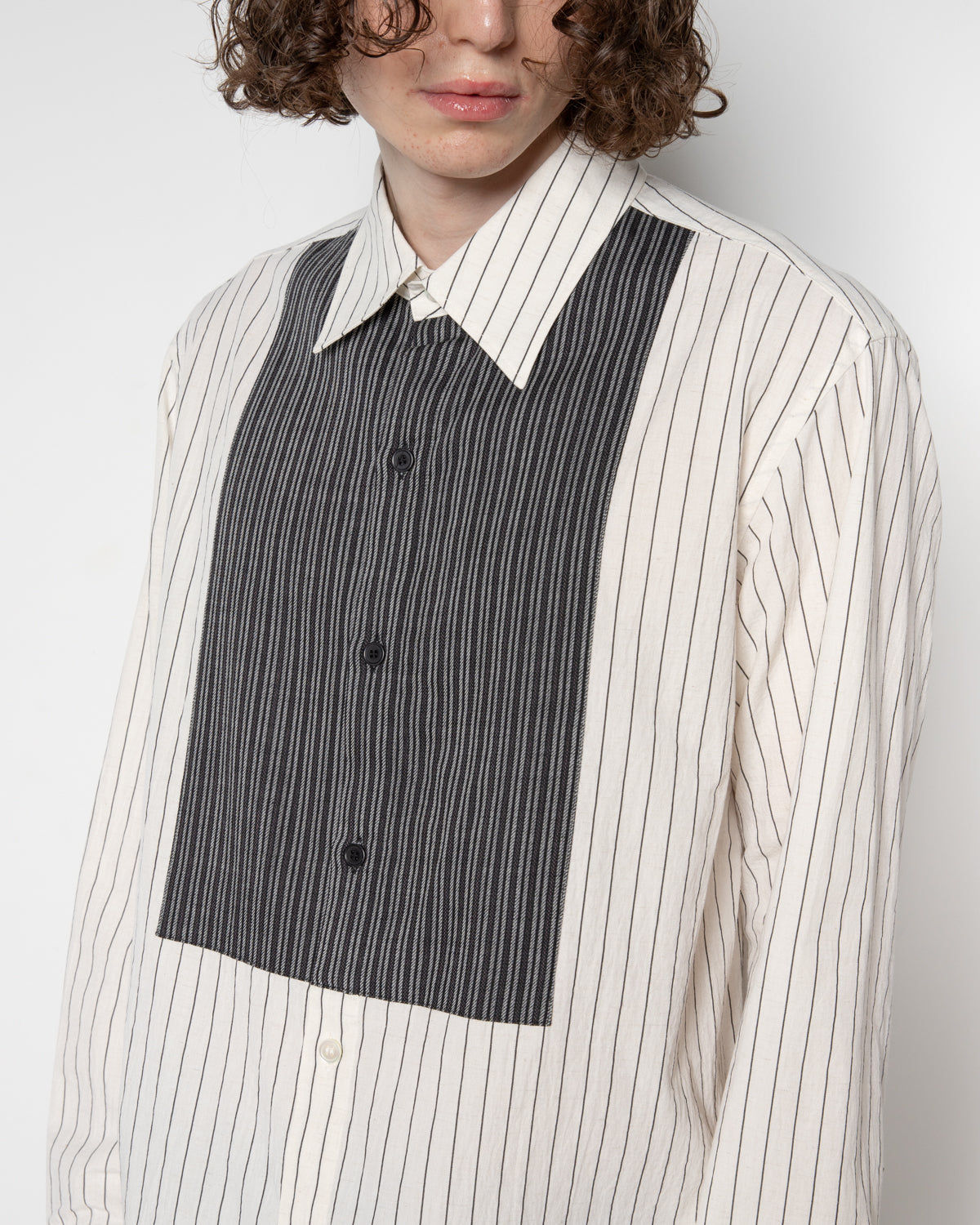 C Li Washer St Front Chest Panel Shirt in Black