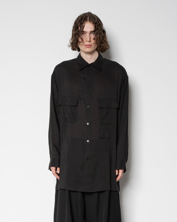 Cellulose Pen Pocket Blouse in Black