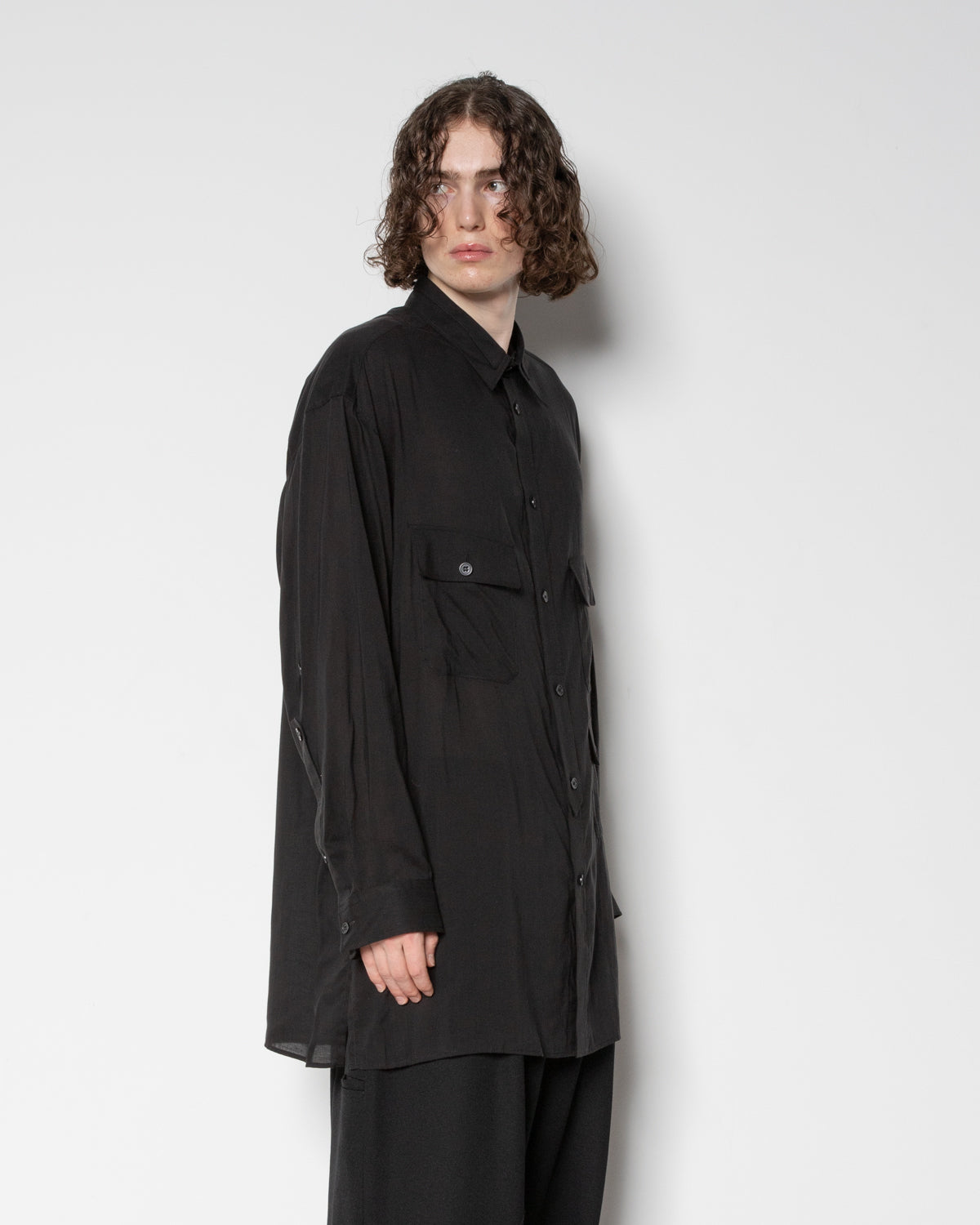 Cellulose Pen Pocket Blouse in Black