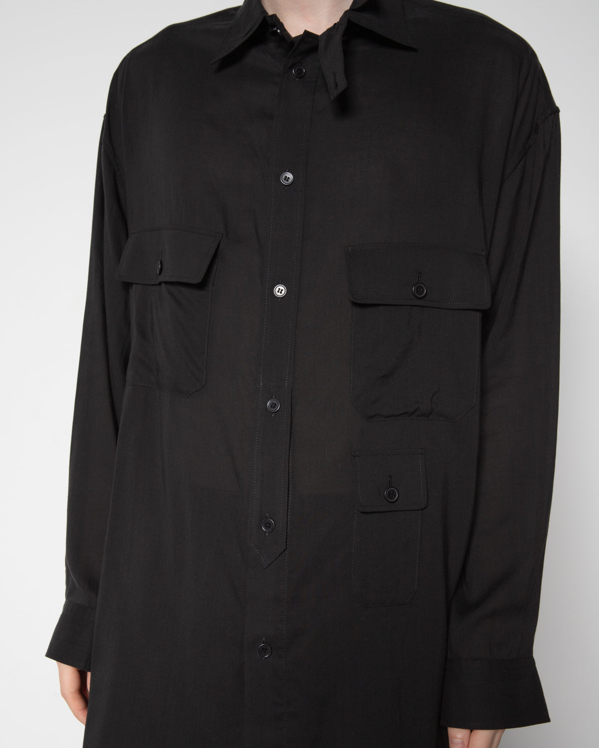 Cellulose Pen Pocket Blouse in Black