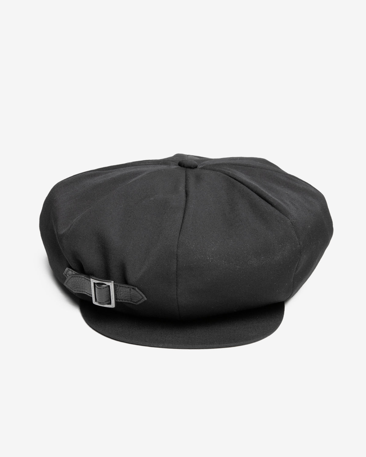 Wool Gabardine 8 Panel Casquette Cap in Black