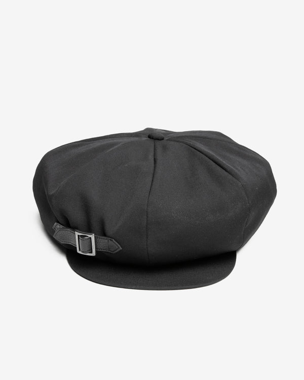 Wool Gabardine 8 Panel Casquette Cap in Black
