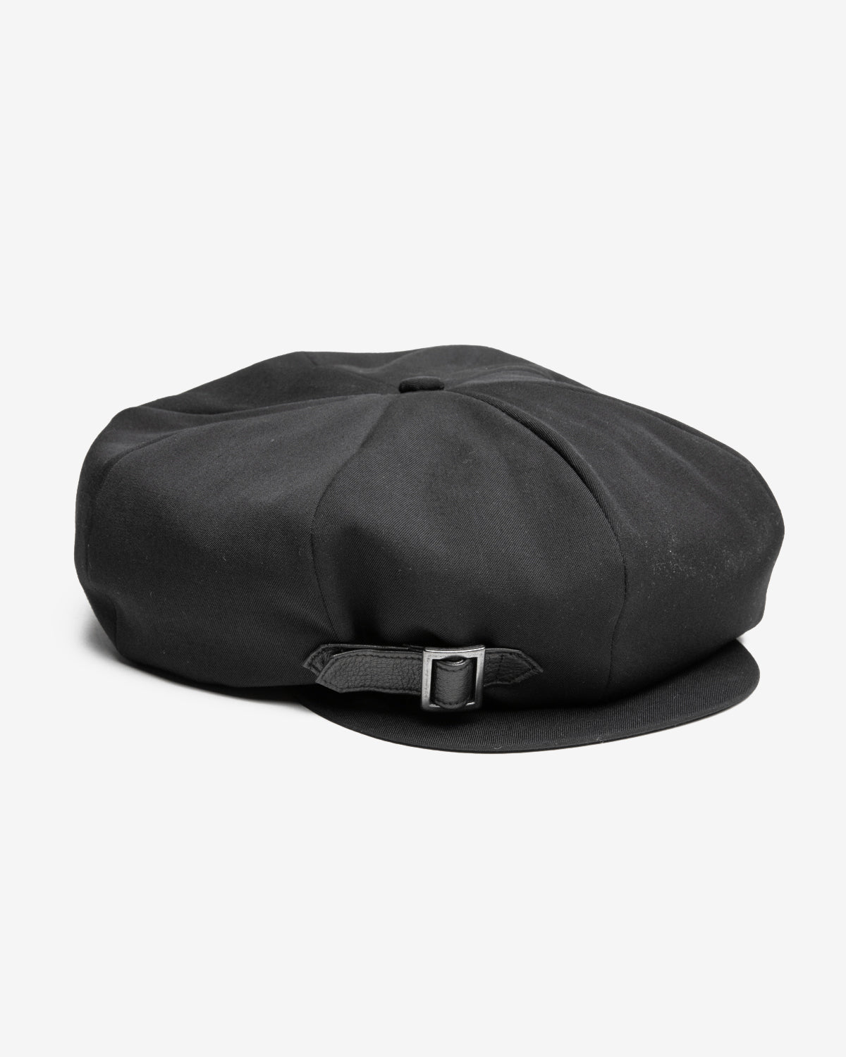 Wool Gabardine 8 Panel Casquette Cap in Black