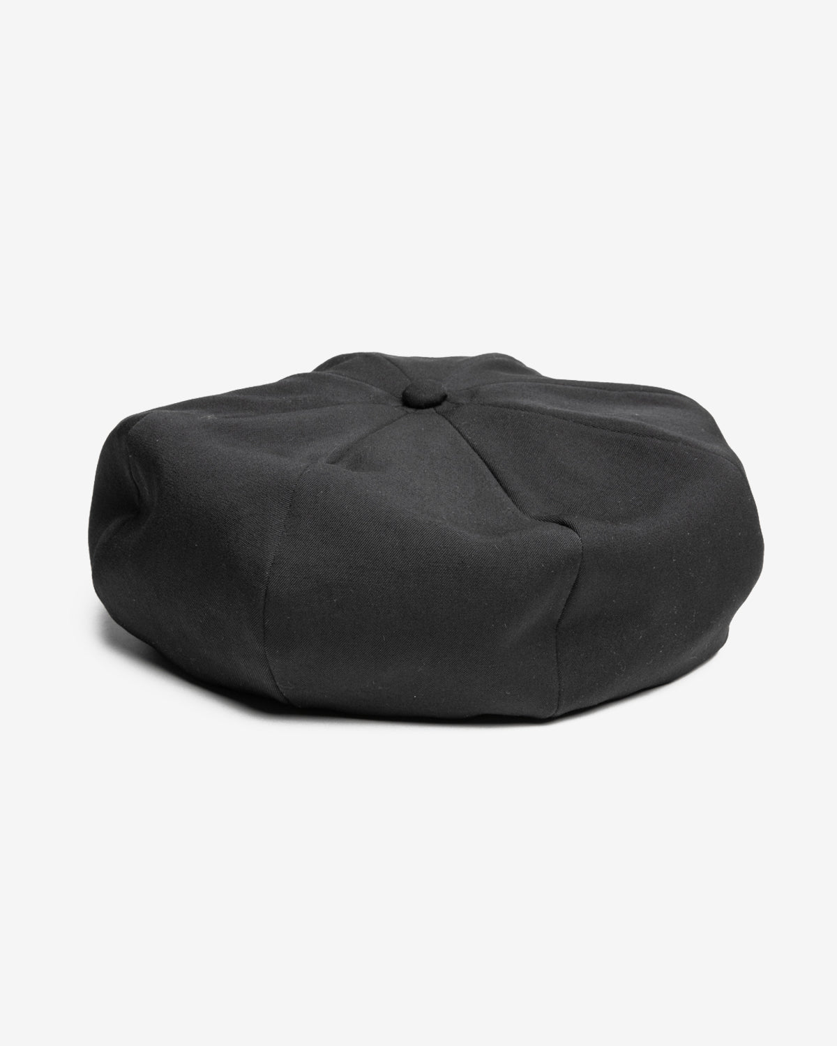 Wool Gabardine 8 Panel Casquette Cap in Black