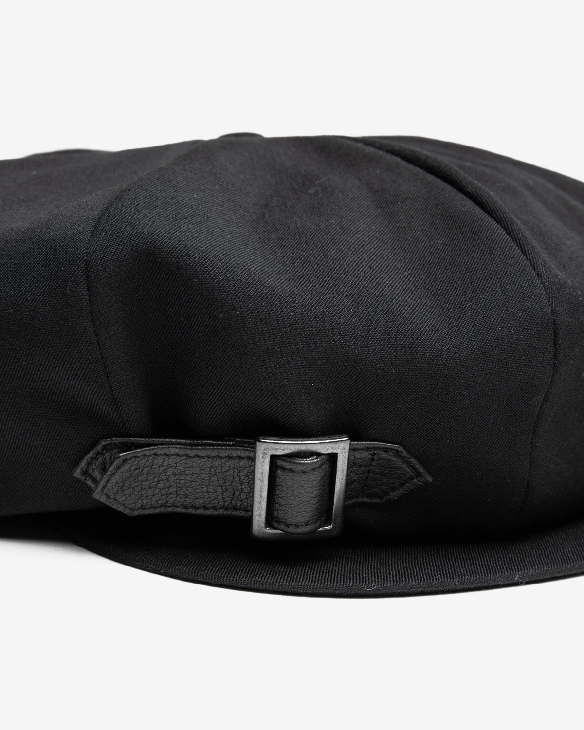 Wool Gabardine 8 Panel Casquette Cap in Black