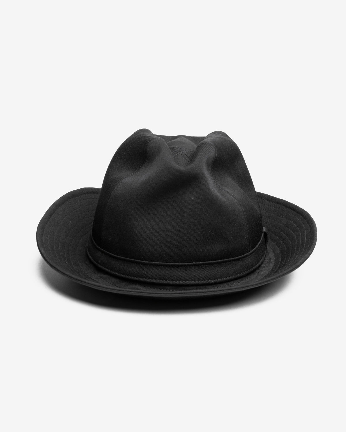 Wool Gabardine Fedora Hat in Black