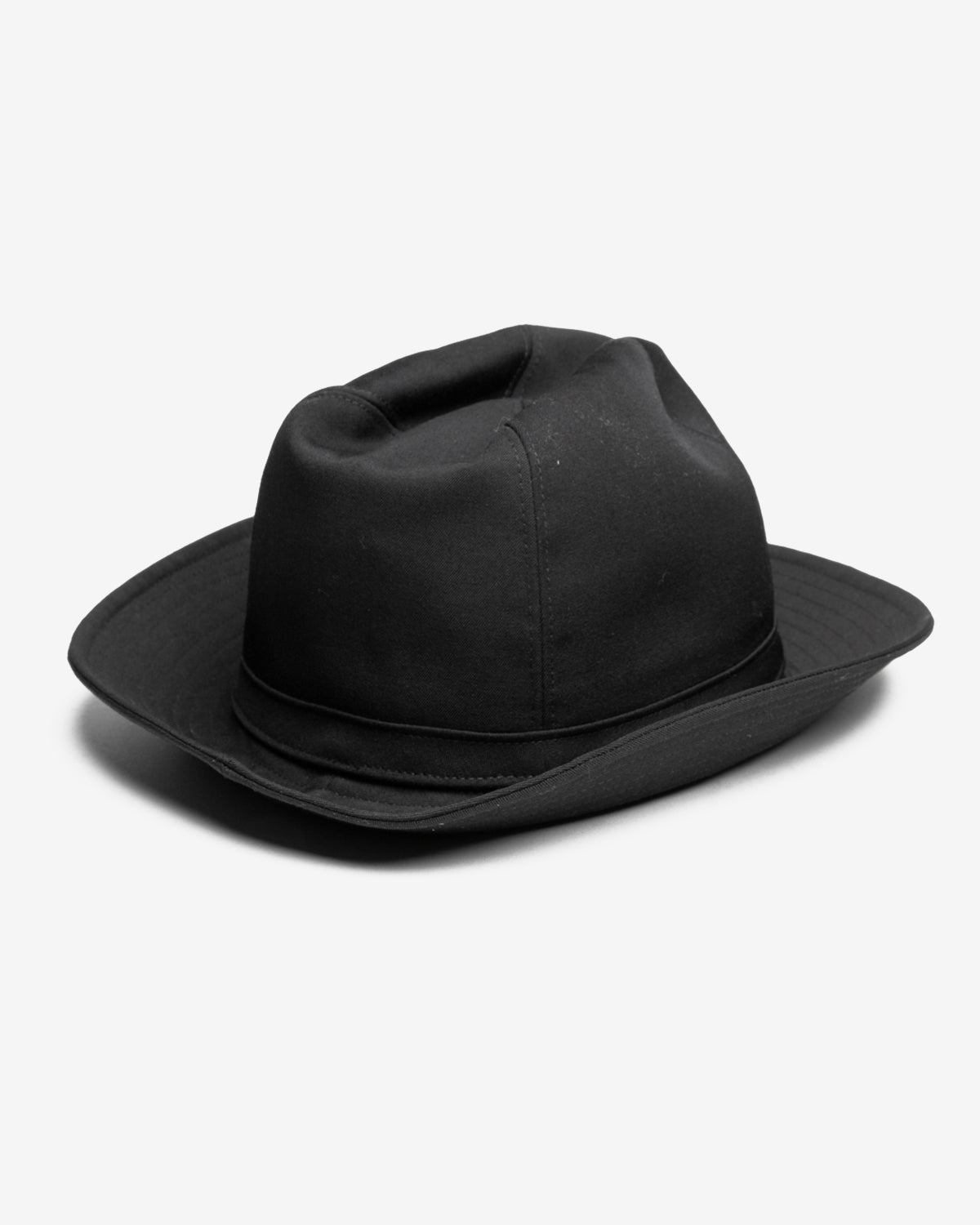 Wool Gabardine Fedora Hat in Black