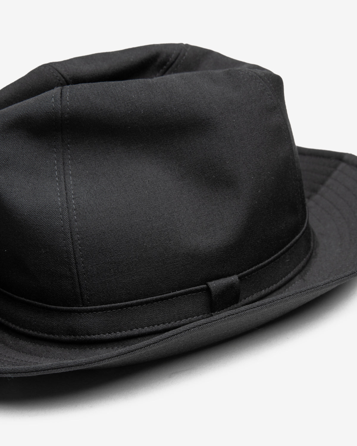 Wool Gabardine Fedora Hat in Black