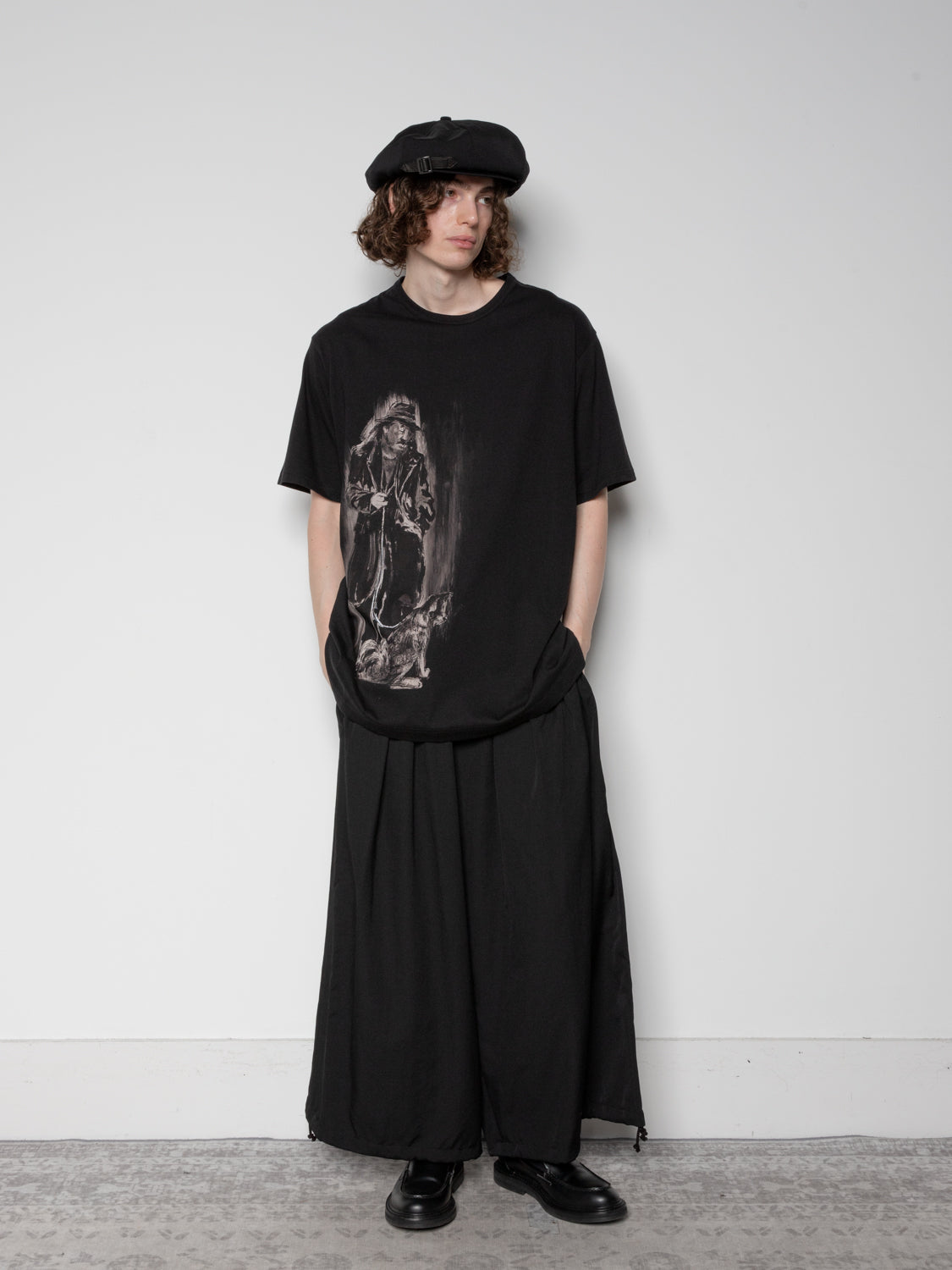 Wool Gabardine Standaed Ballon Pants in Black