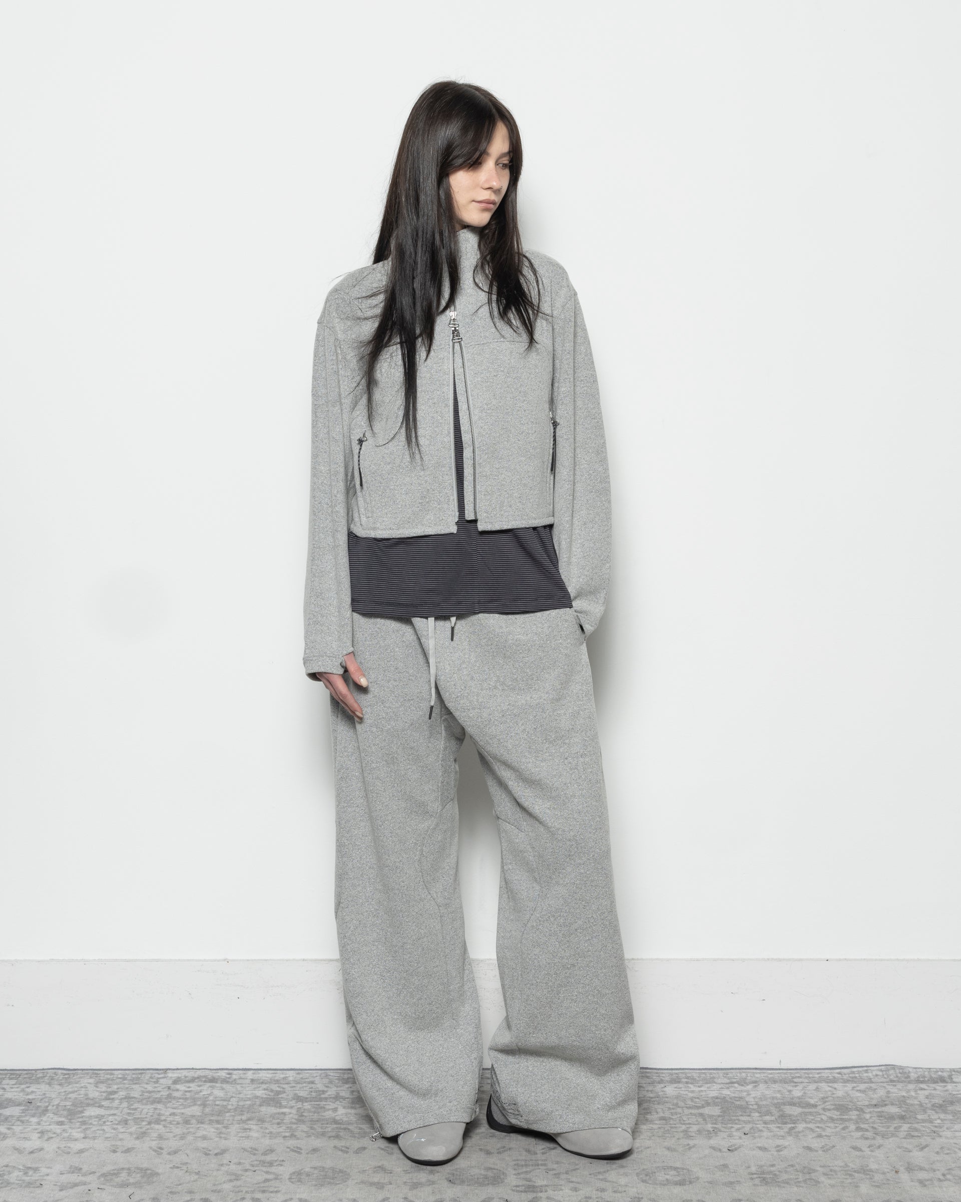 Cropped Darted Tactical Jacket in Cloud Grey