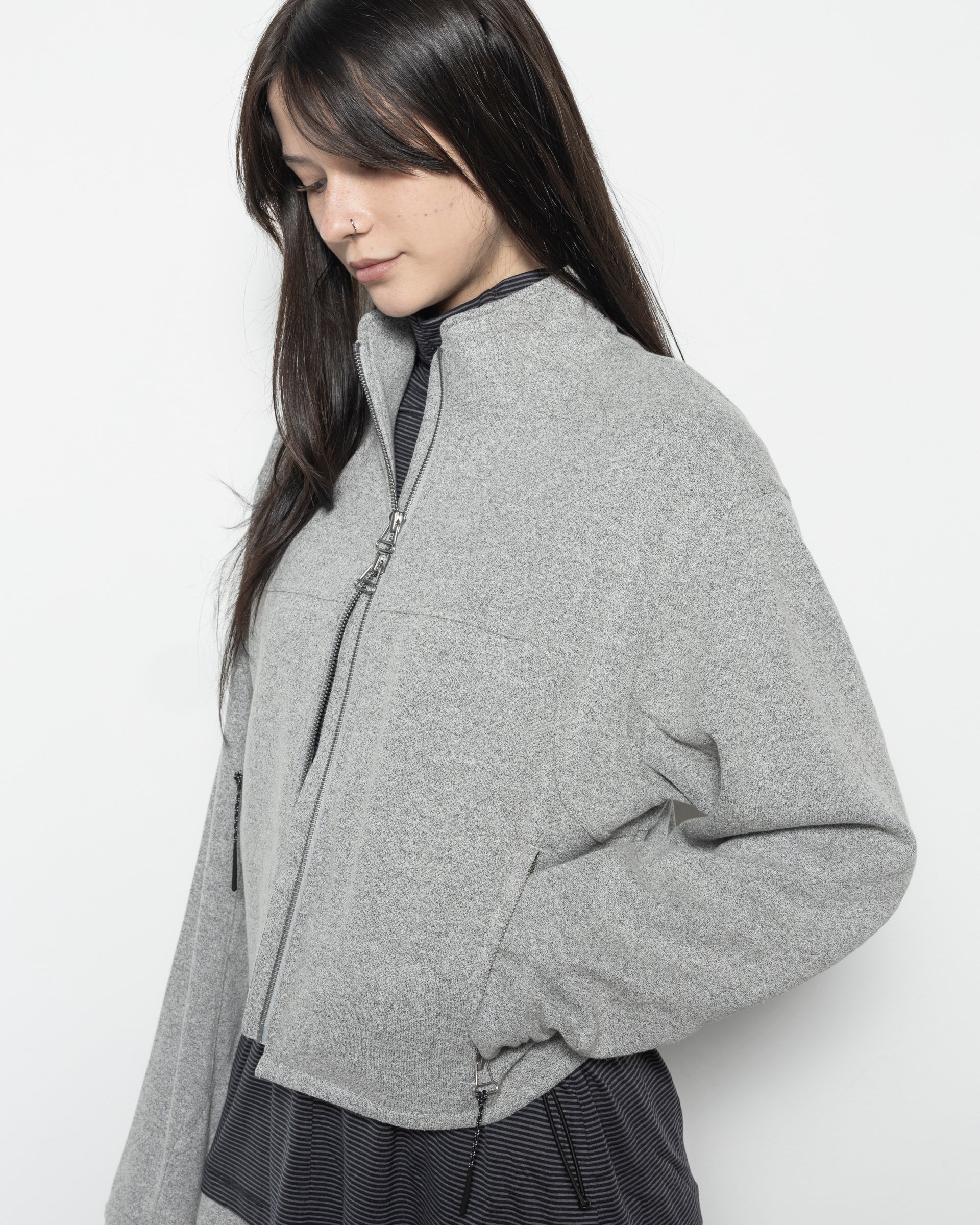 Cropped Darted Tactical Jacket in Cloud Grey