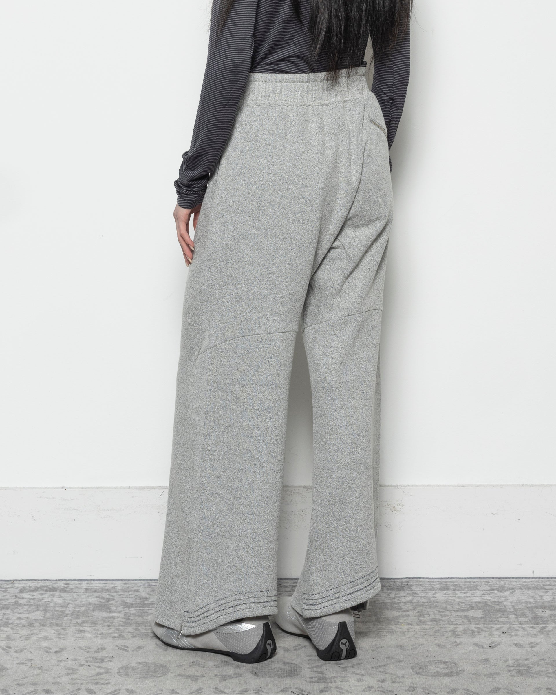 Darted Wide Leg Sweatpants in Cloud Grey