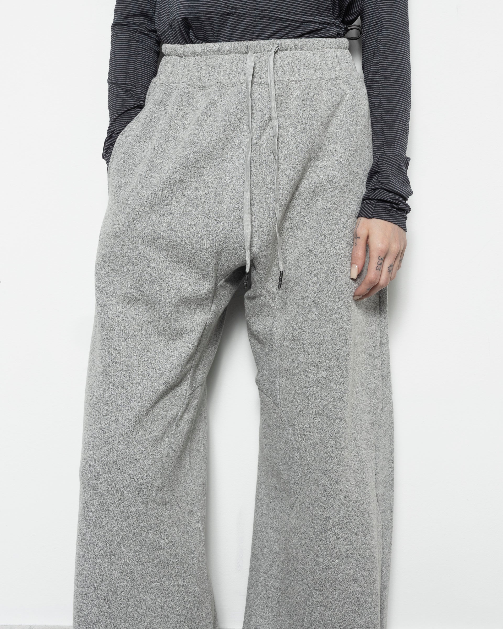 Darted Wide Leg Sweatpants in Cloud Grey