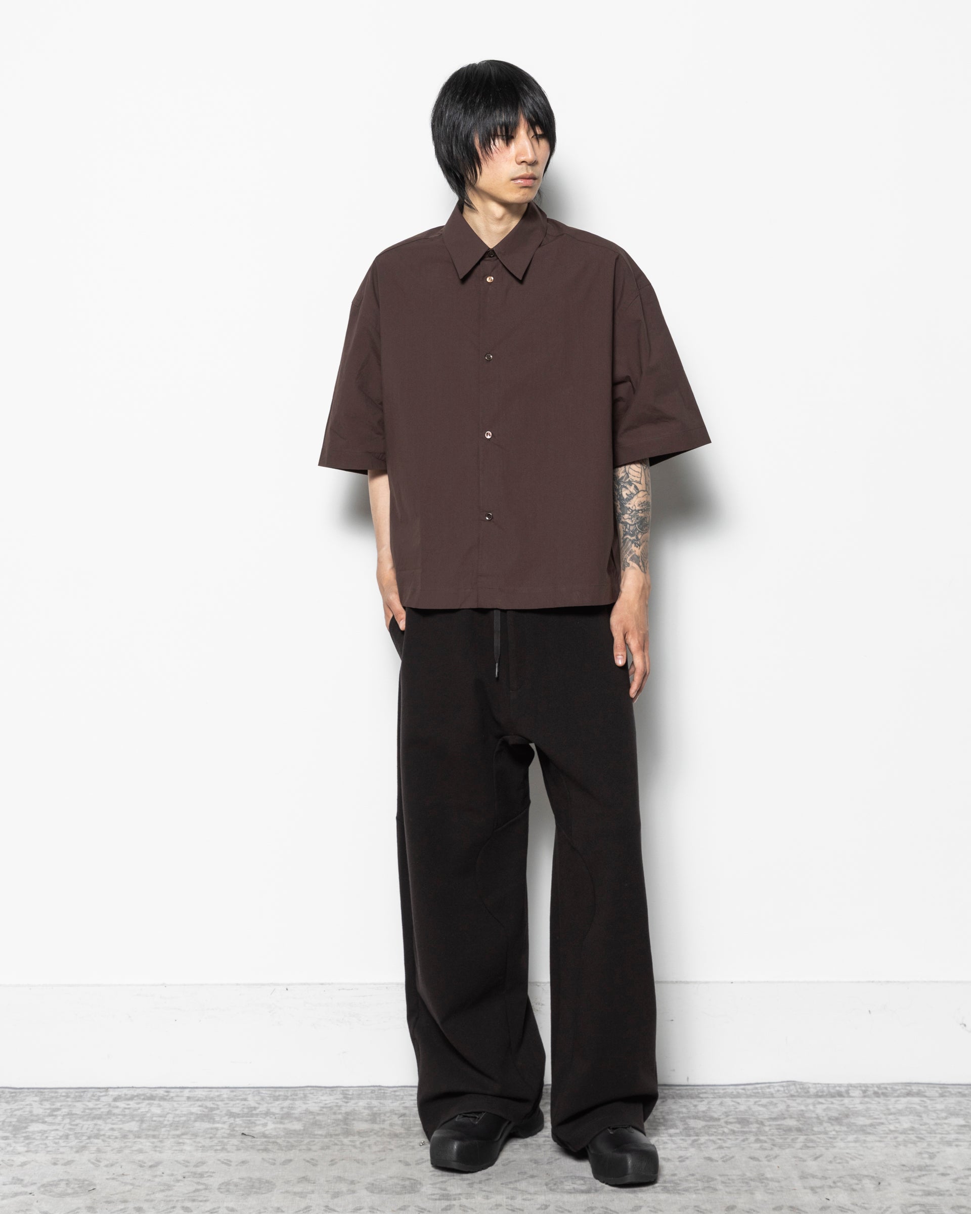 Darted Wide Leg Sweatpants in Dark Brown