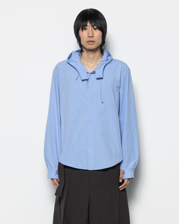 Hooded Button-Up Shirt in Blue