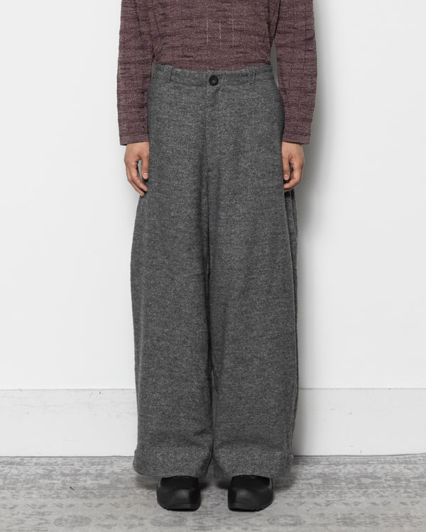 Wool Side Pleated Trousers in Grey
