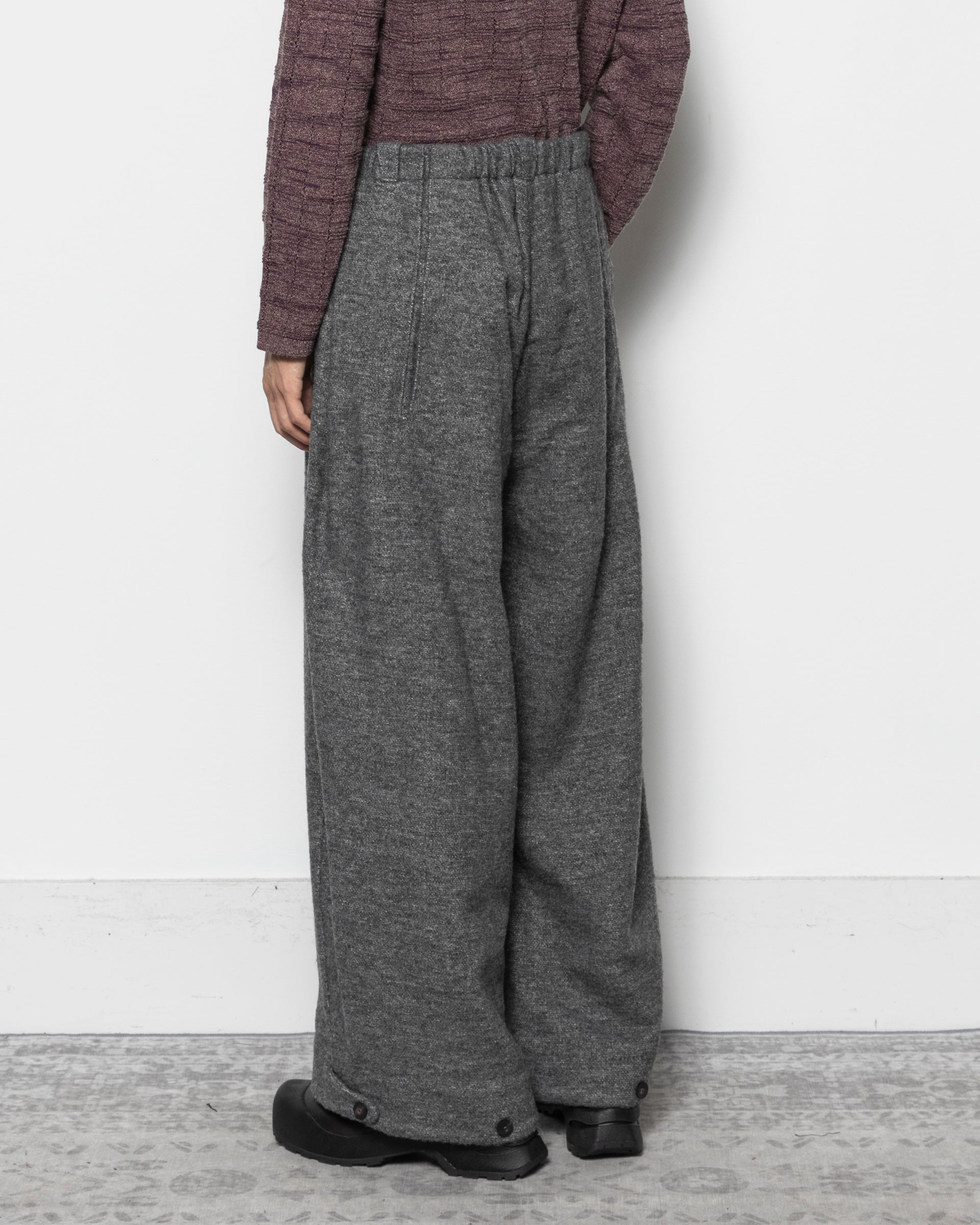 Wool Side Pleated Trousers in Grey