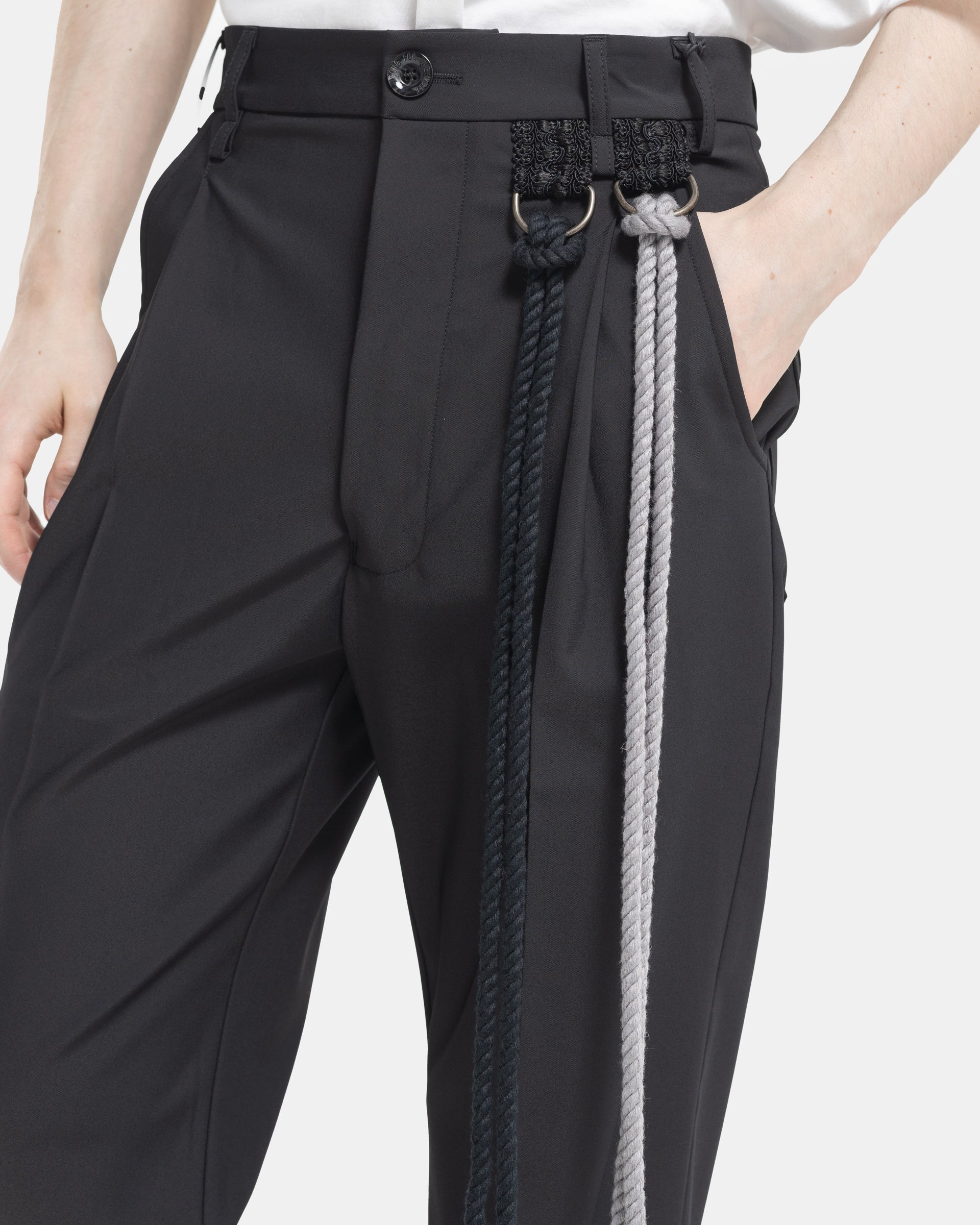 Song For The Mute Loose Pleated Pant in Black Rope