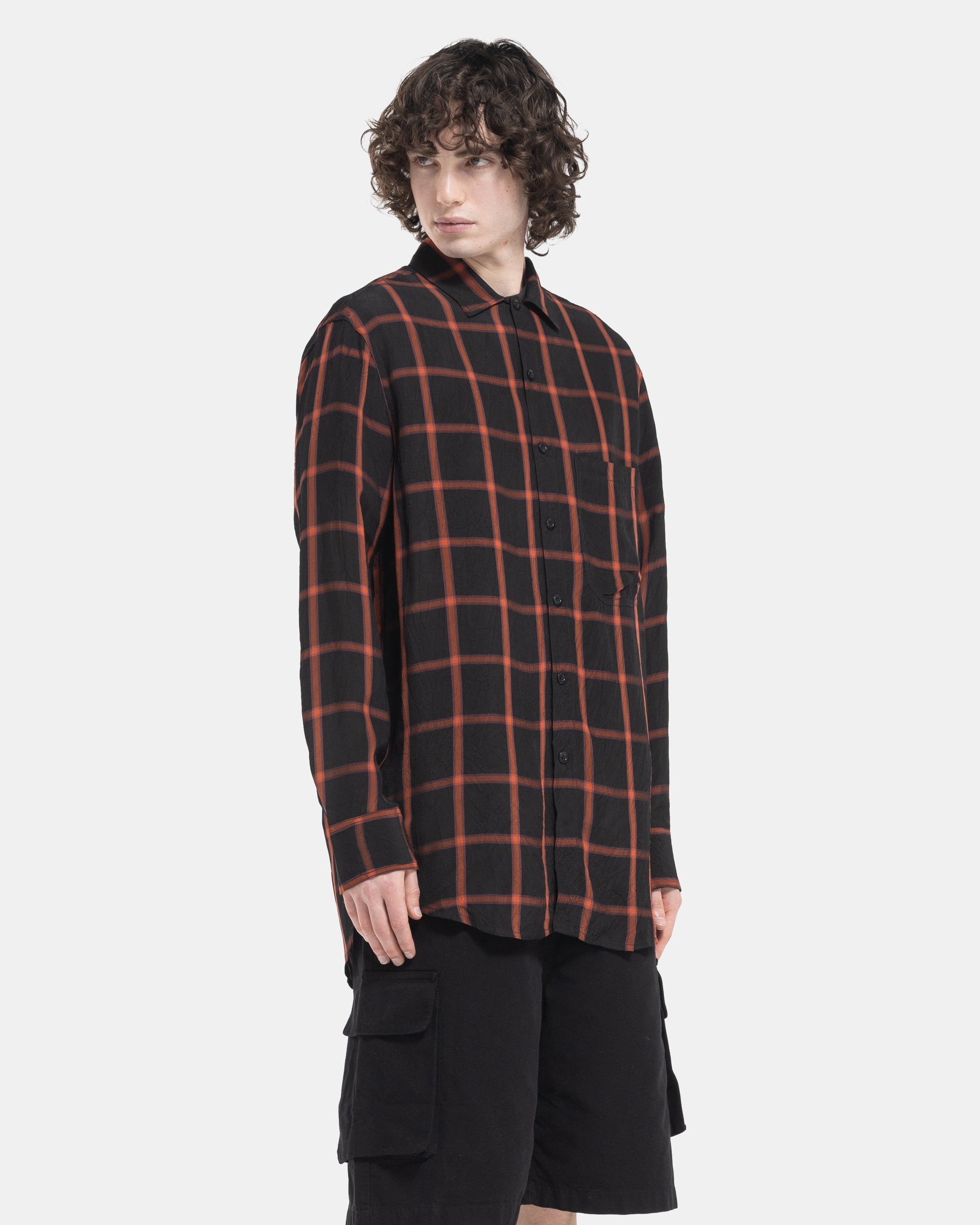 Song For The Mute LS Oversized Shirt in Orange and Black Side