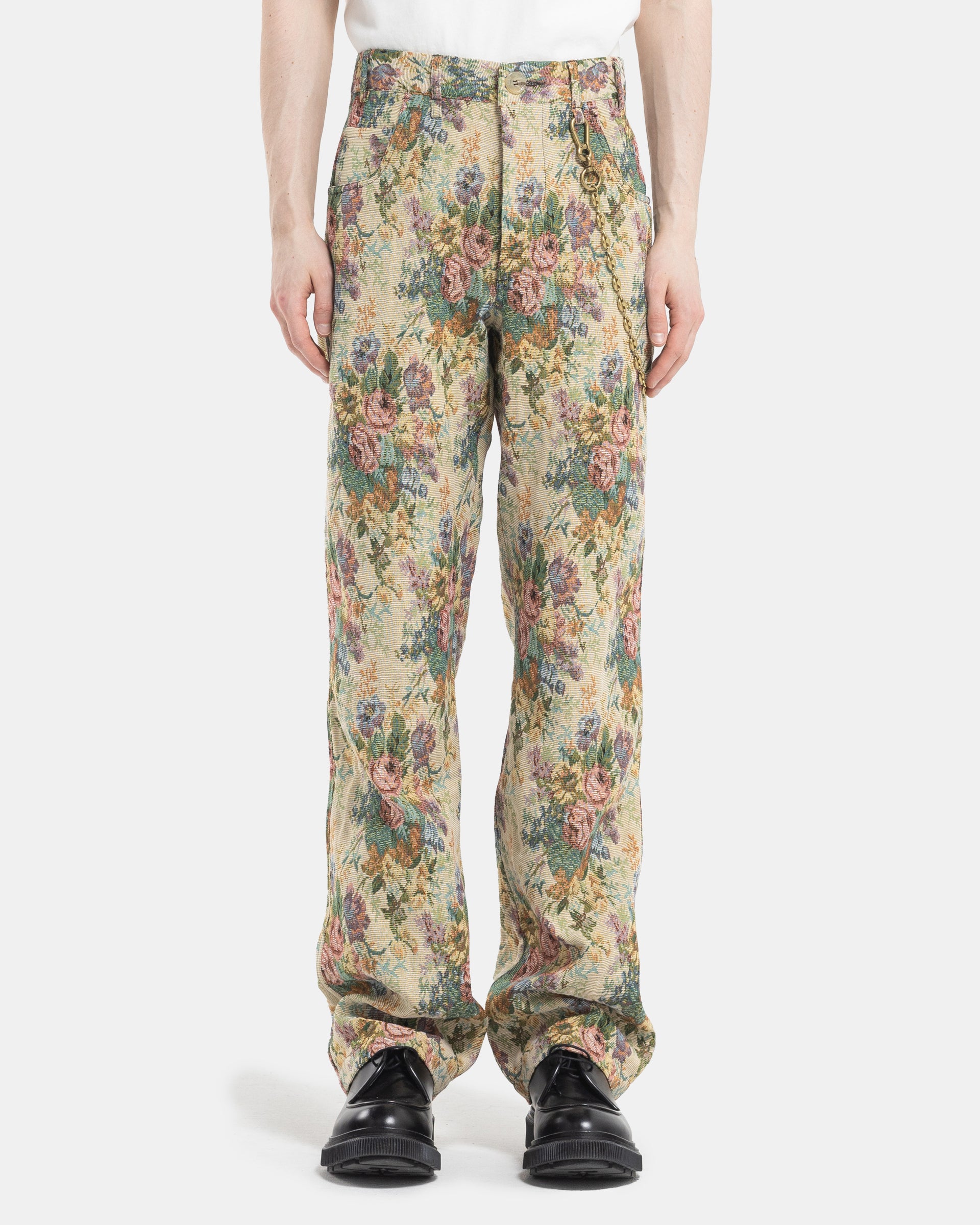Song For The Mute Long Work Pant in Yellow Jacquard